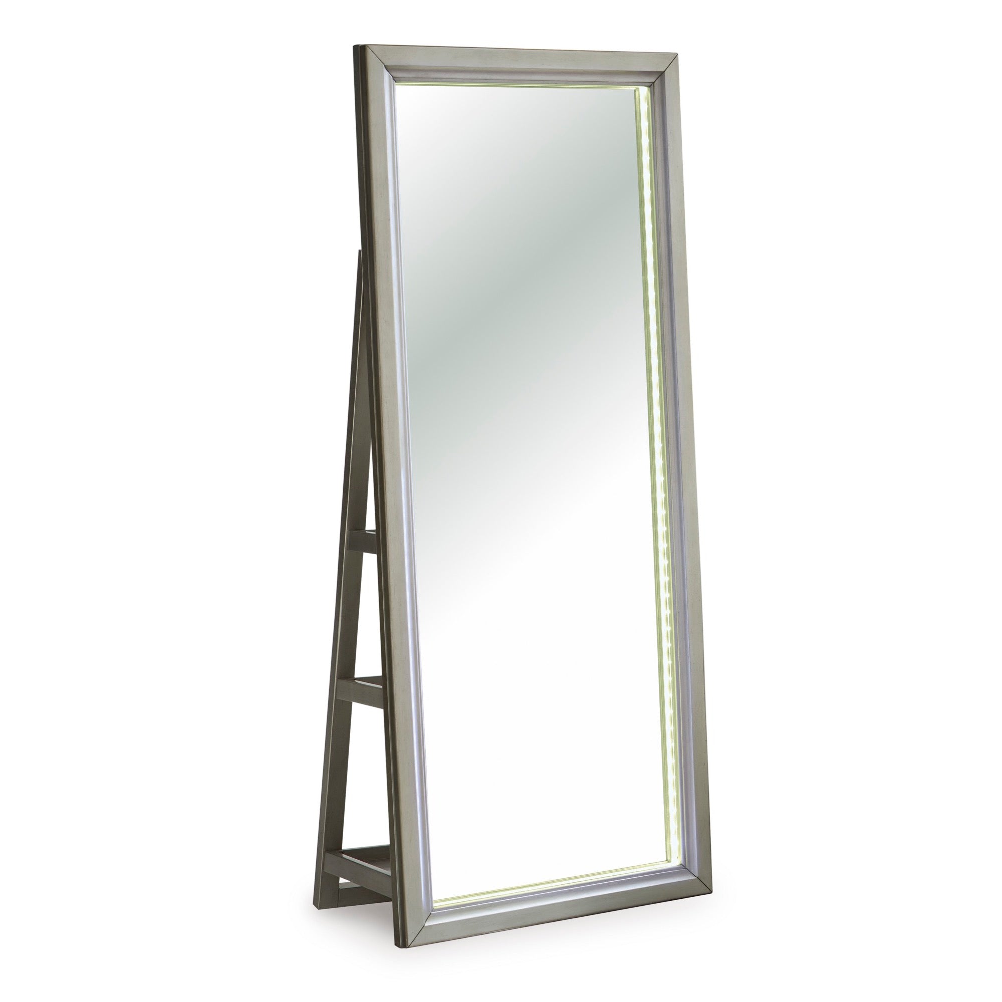 LED Champagne Floor Mirror with Storage