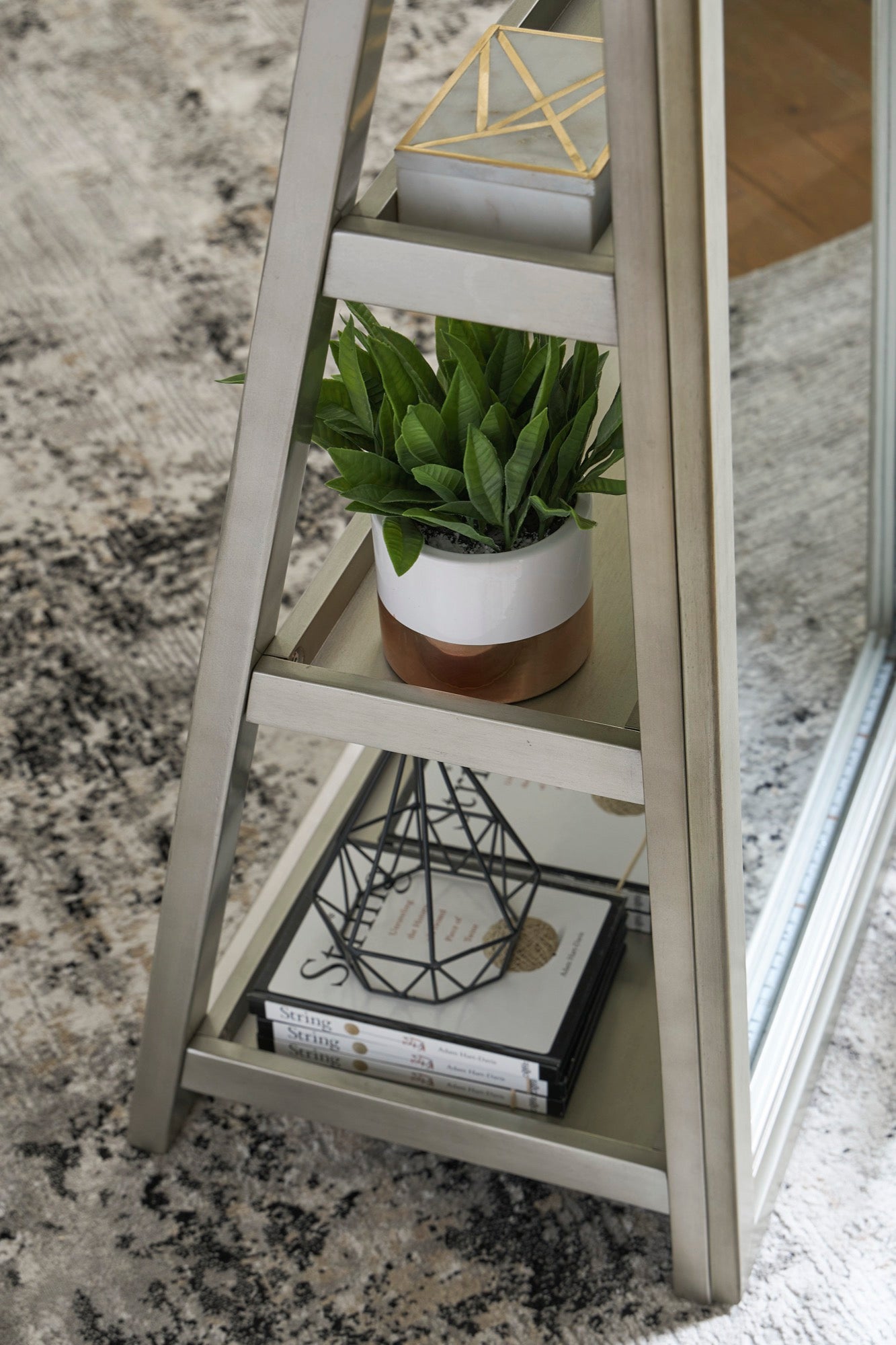 LED Champagne Floor Mirror with Storage