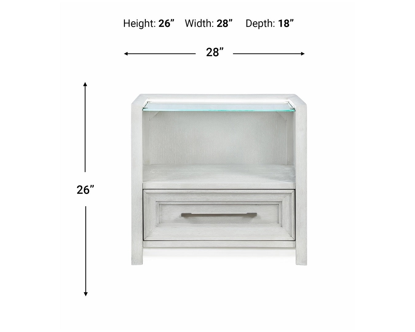 Ella Glass Top Nightstand - Adams Furniture