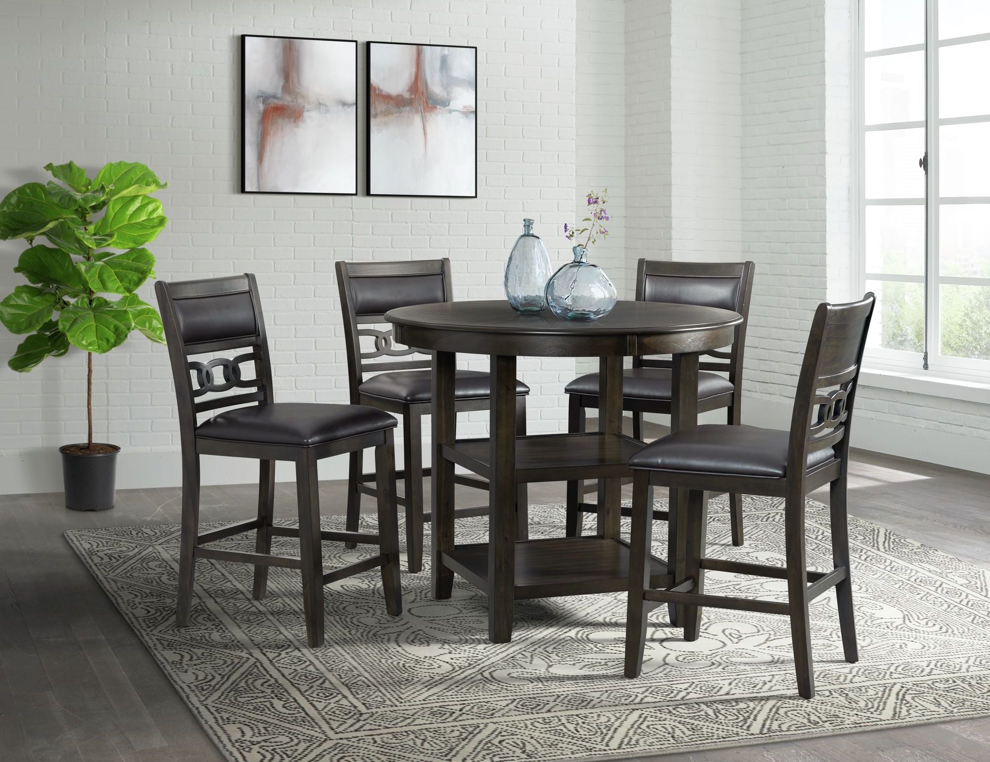 Amherst Brown 5 Piece Counter Height Dining Set - Adams Furniture