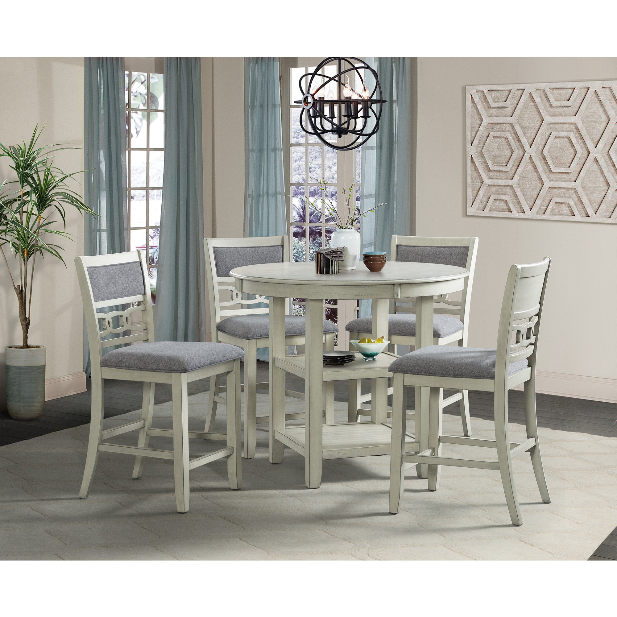 Amherst White 5 Piece Counter Height Dining Set