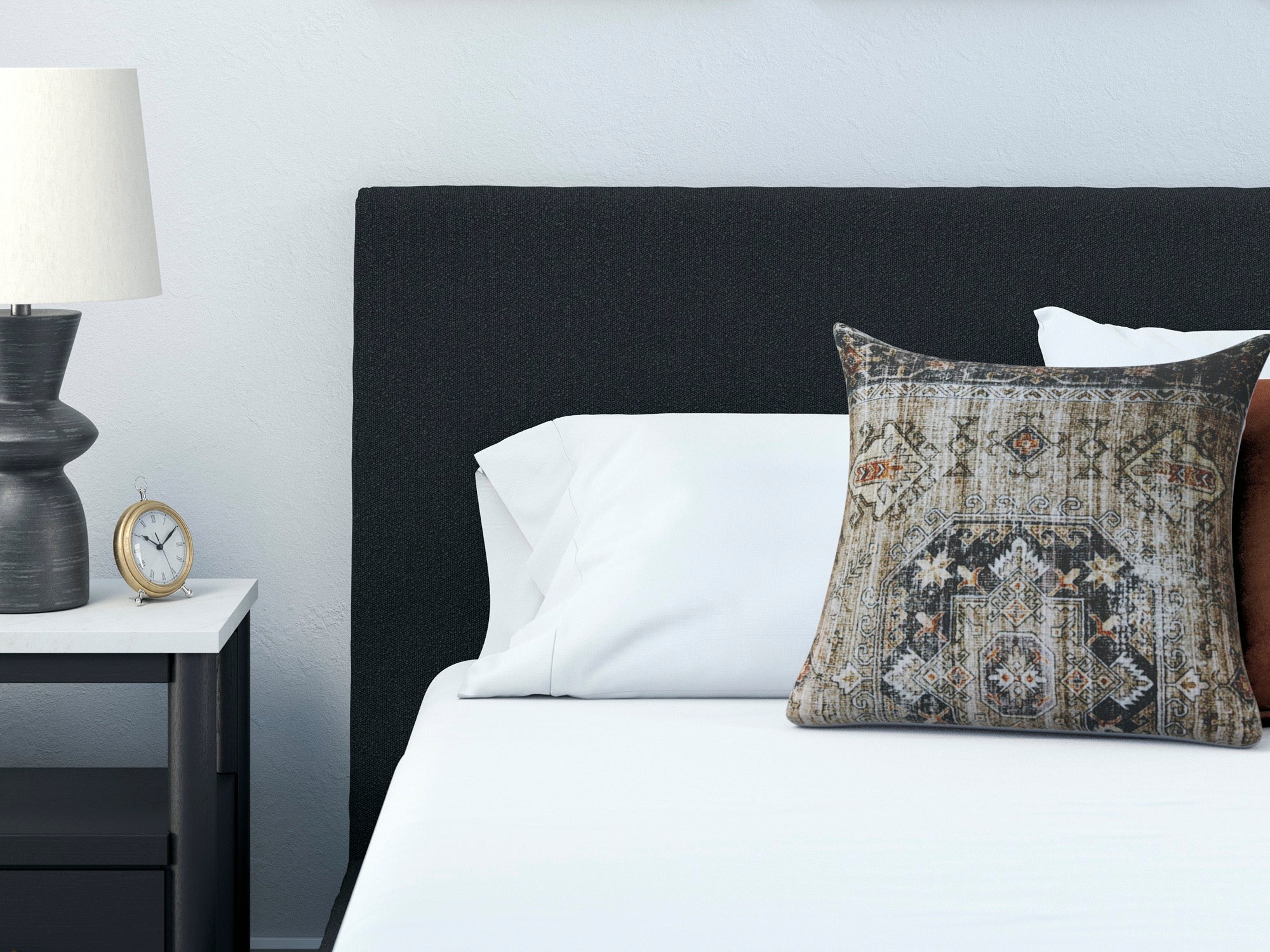 Carter Black Queen Upholstered Bed - Adams Furniture