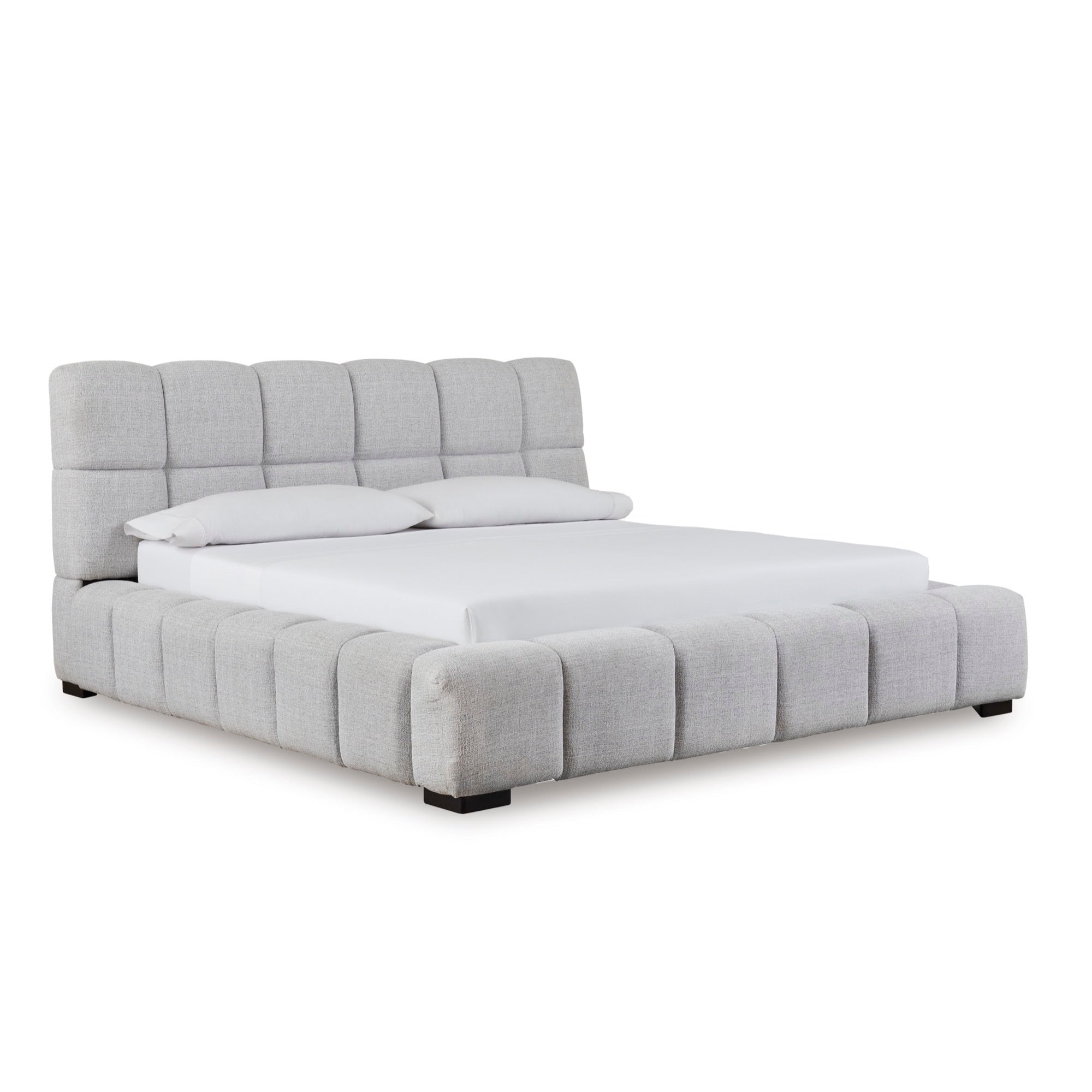 Light Grey Queen Upholstered Bed - Adams Furniture