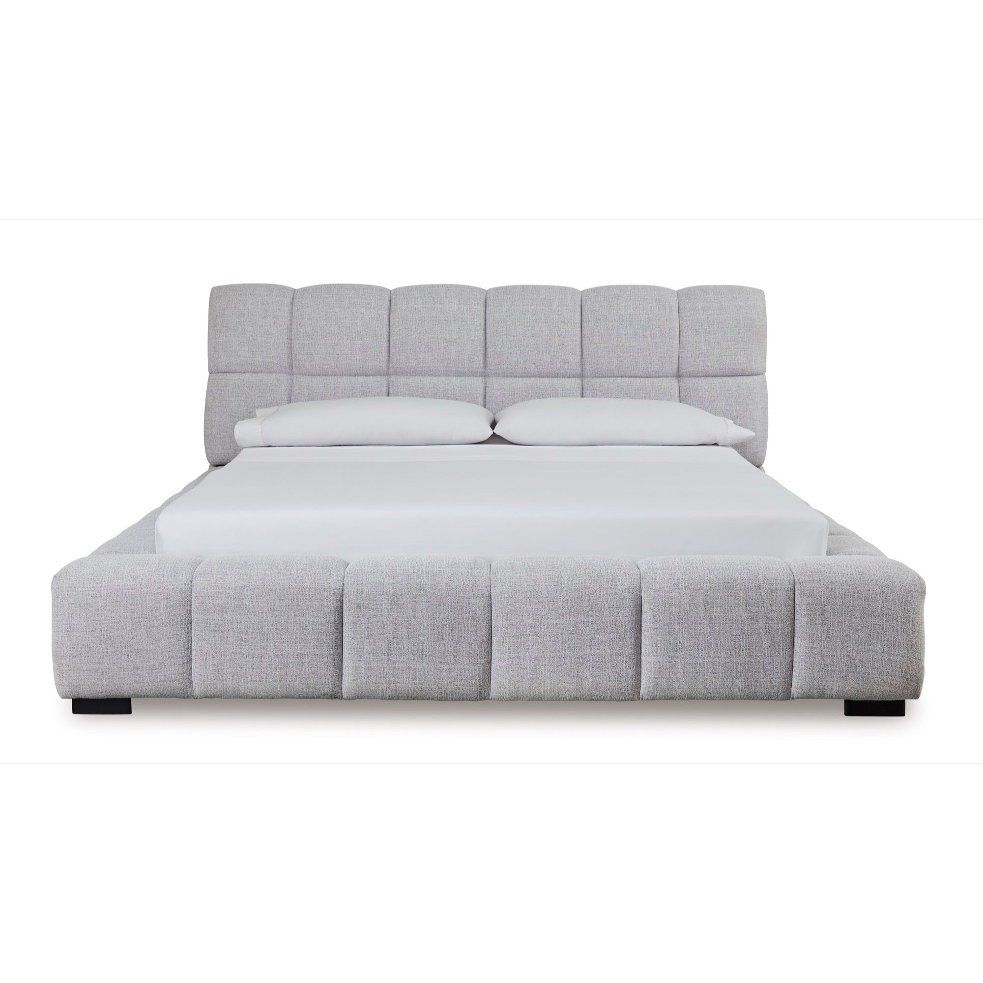 Light Grey Queen Upholstered Bed - Adams Furniture