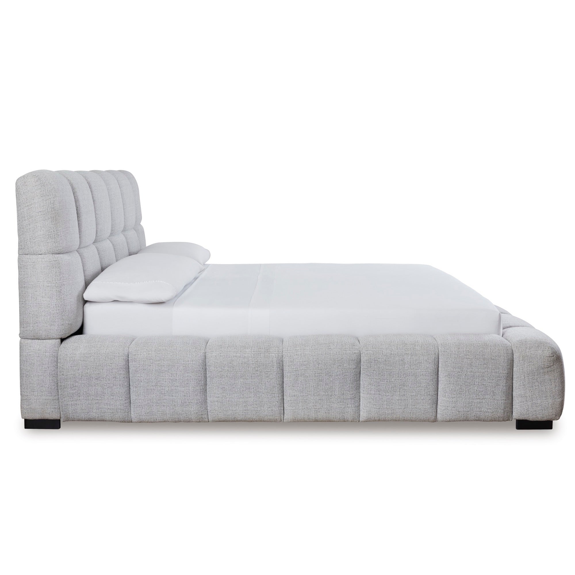 Light Grey Queen Upholstered Bed - Adams Furniture