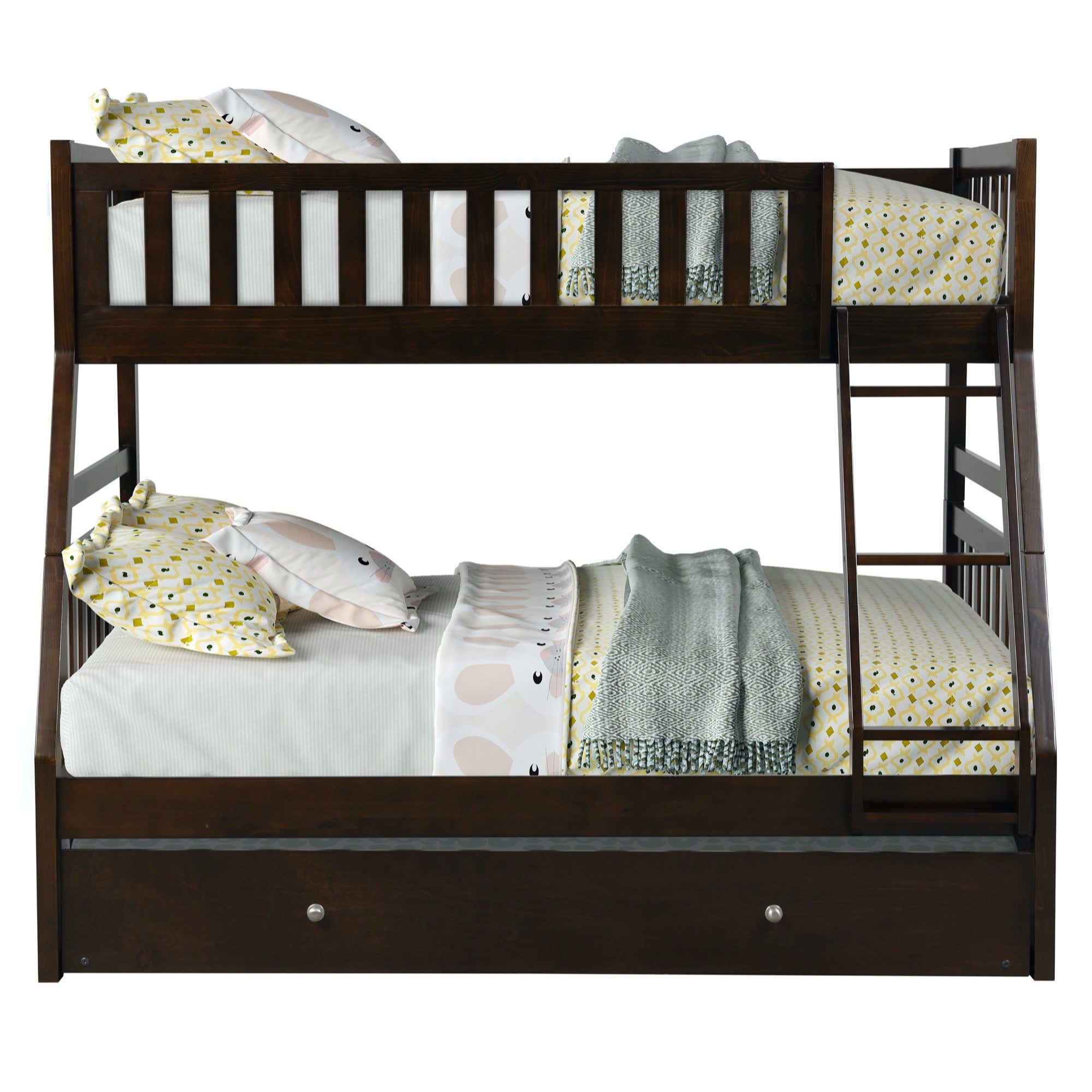 Lisbon Twin over Full Bunk Bed with Mattress Trundle - Adams Furniture