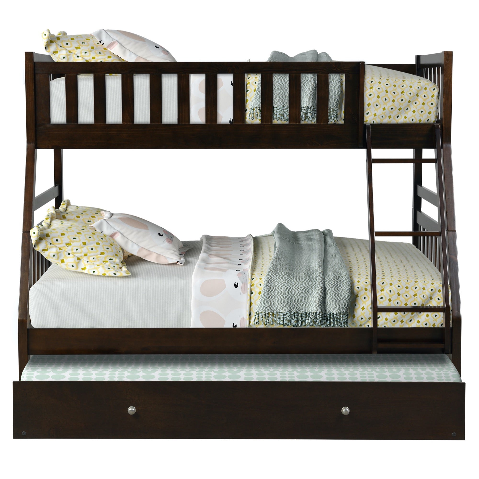 Lisbon Twin over Full Bunk Bed with Mattress Trundle - Adams Furniture