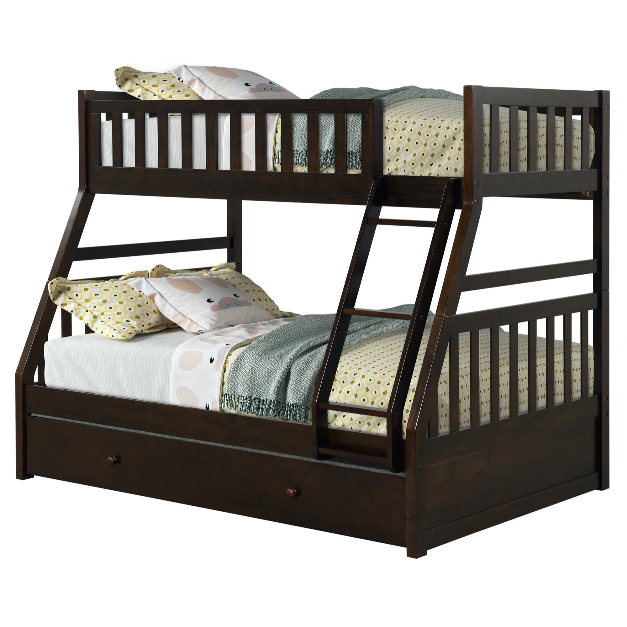 Lisbon Twin over Full Bunk Bed with Mattress Trundle - Adams Furniture