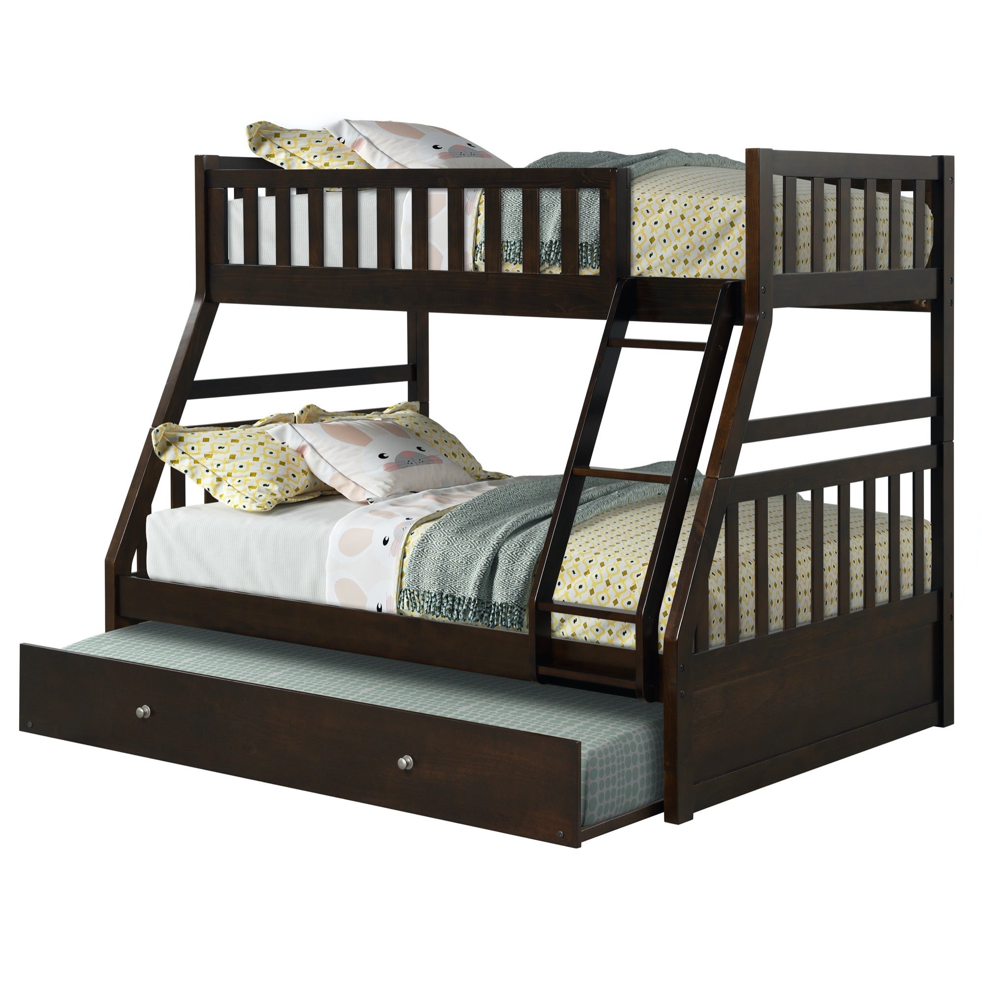 Lisbon Twin over Full Bunk Bed with Mattress Trundle - Adams Furniture