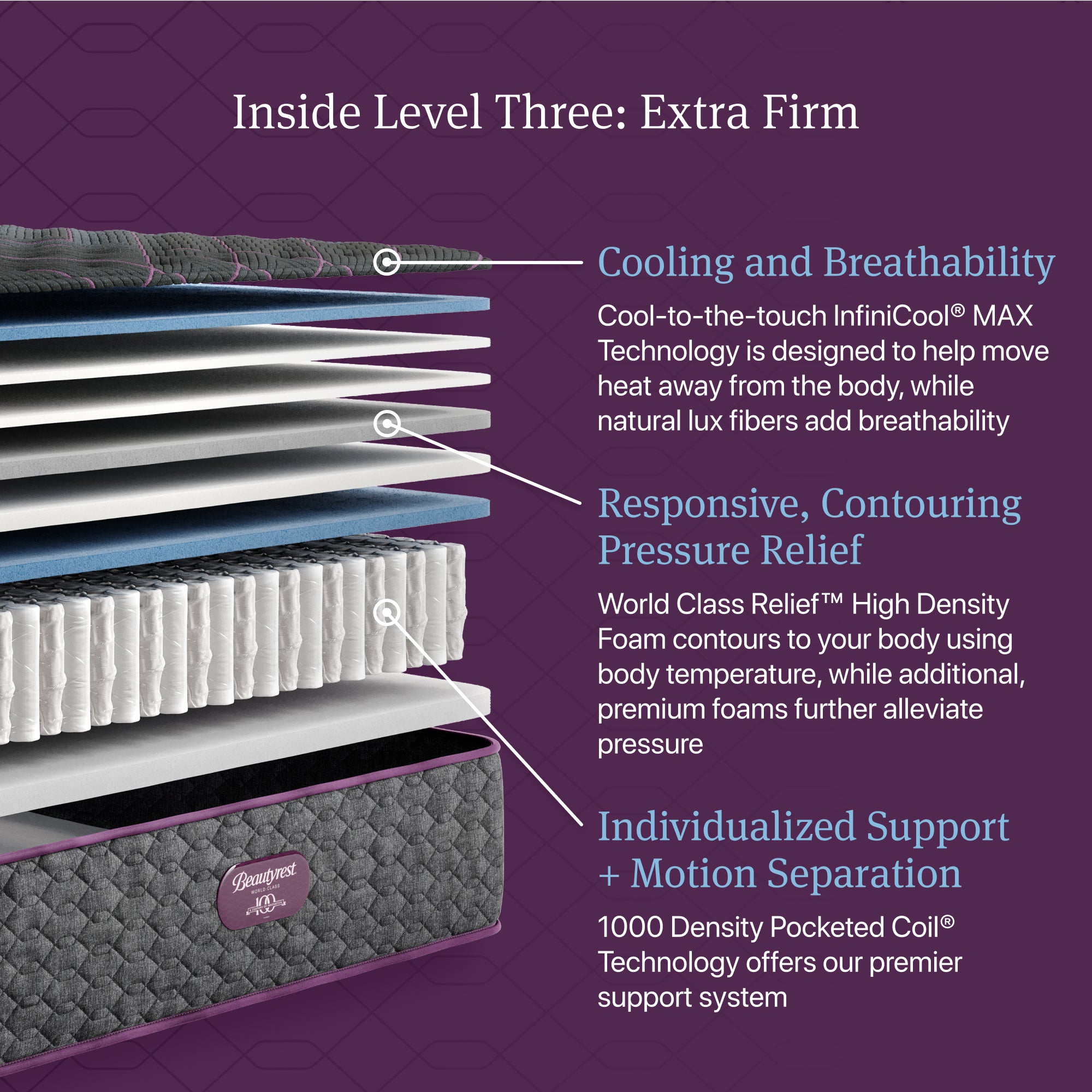 Beautyrest World Class Level 3 Extra Firm King Mattress - Adams Furniture