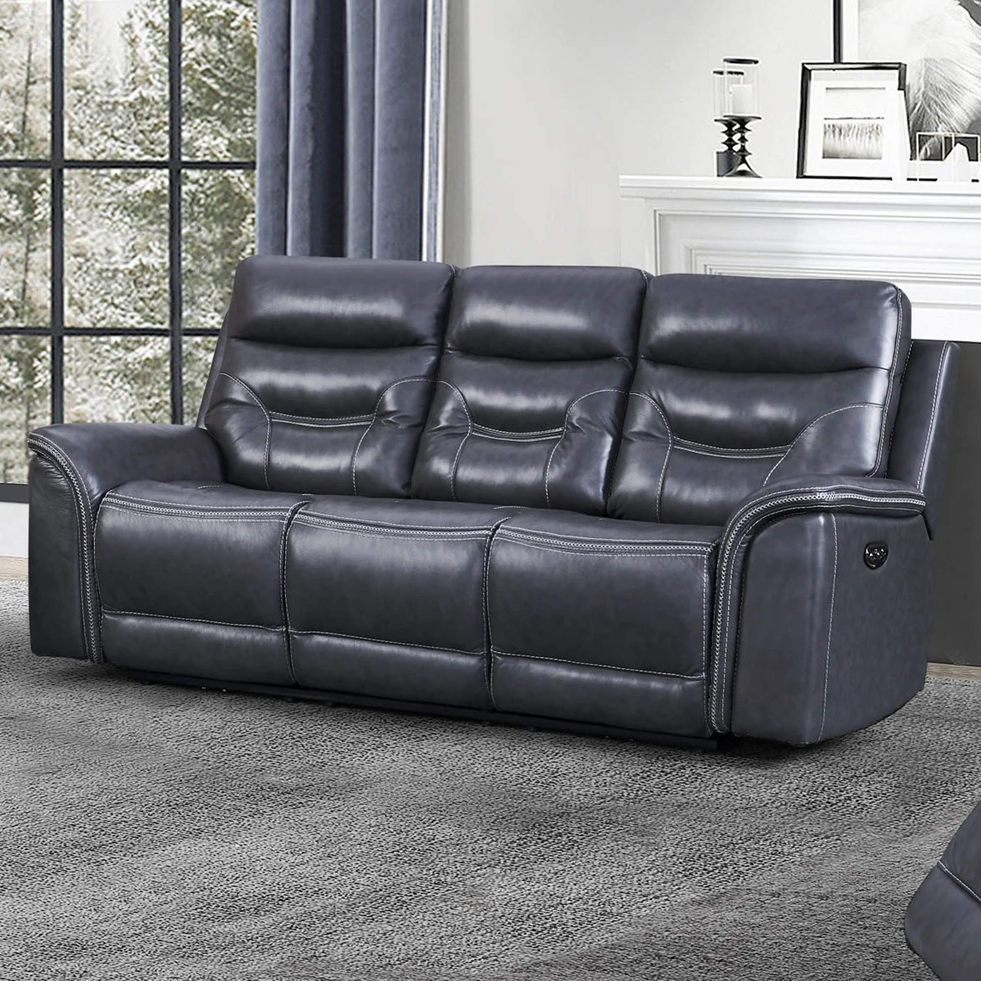 Bullard Power Reclining Leather Sofa - Adams Furniture
