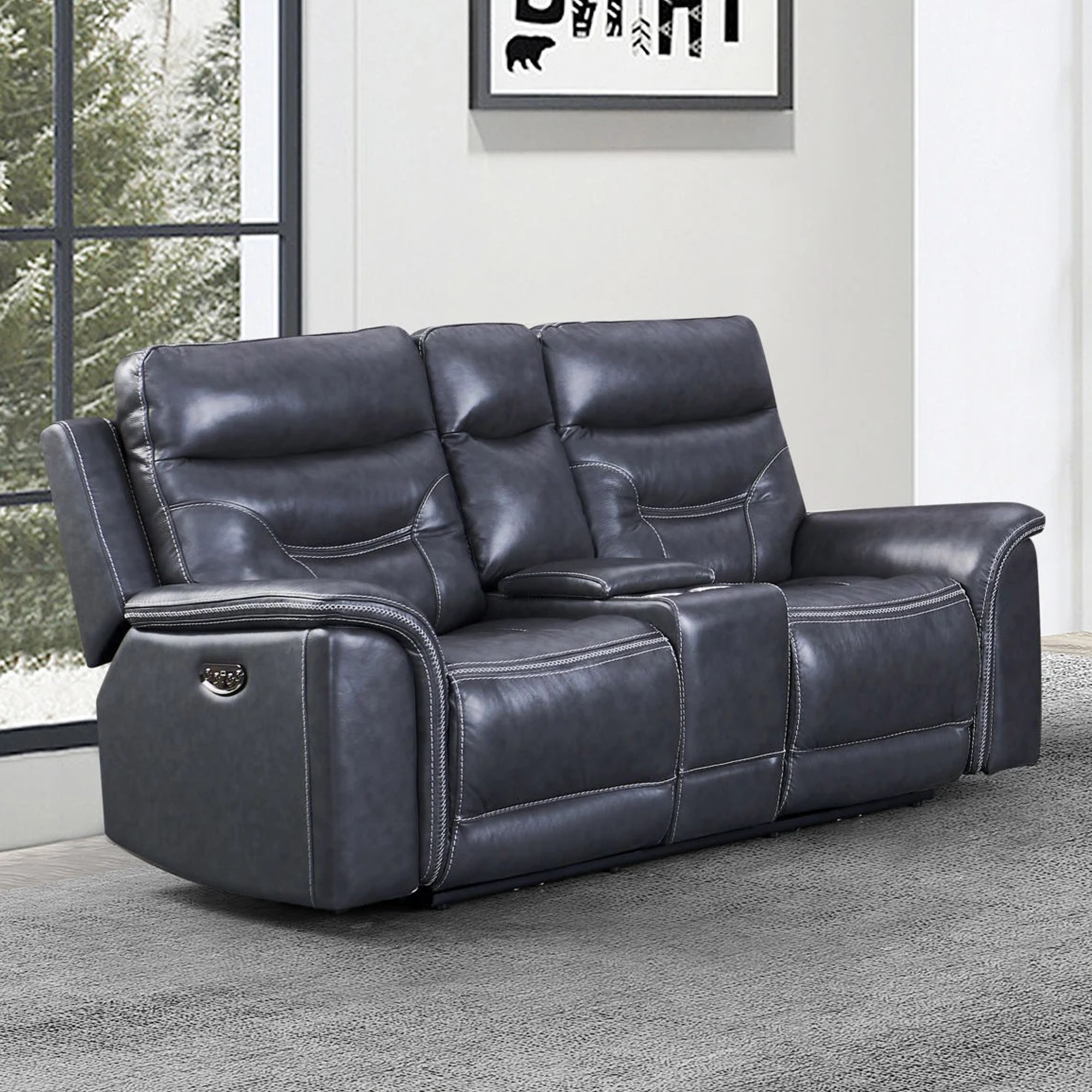 Bullard Power Reclining Leather Living Room Set