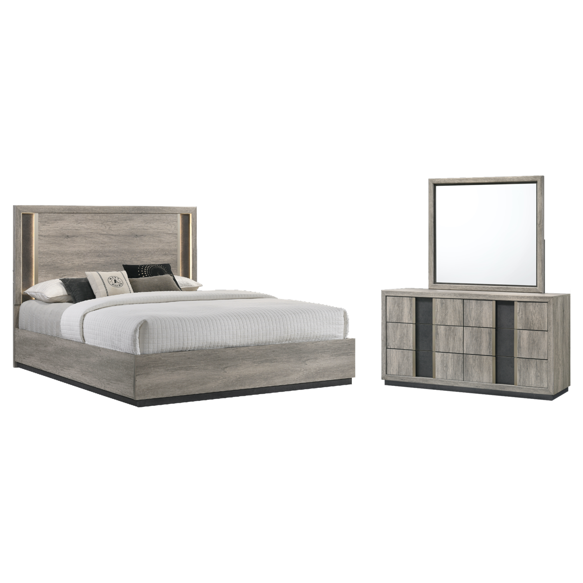 Ryan King 3 Piece Bedroom Set w/ LED Light