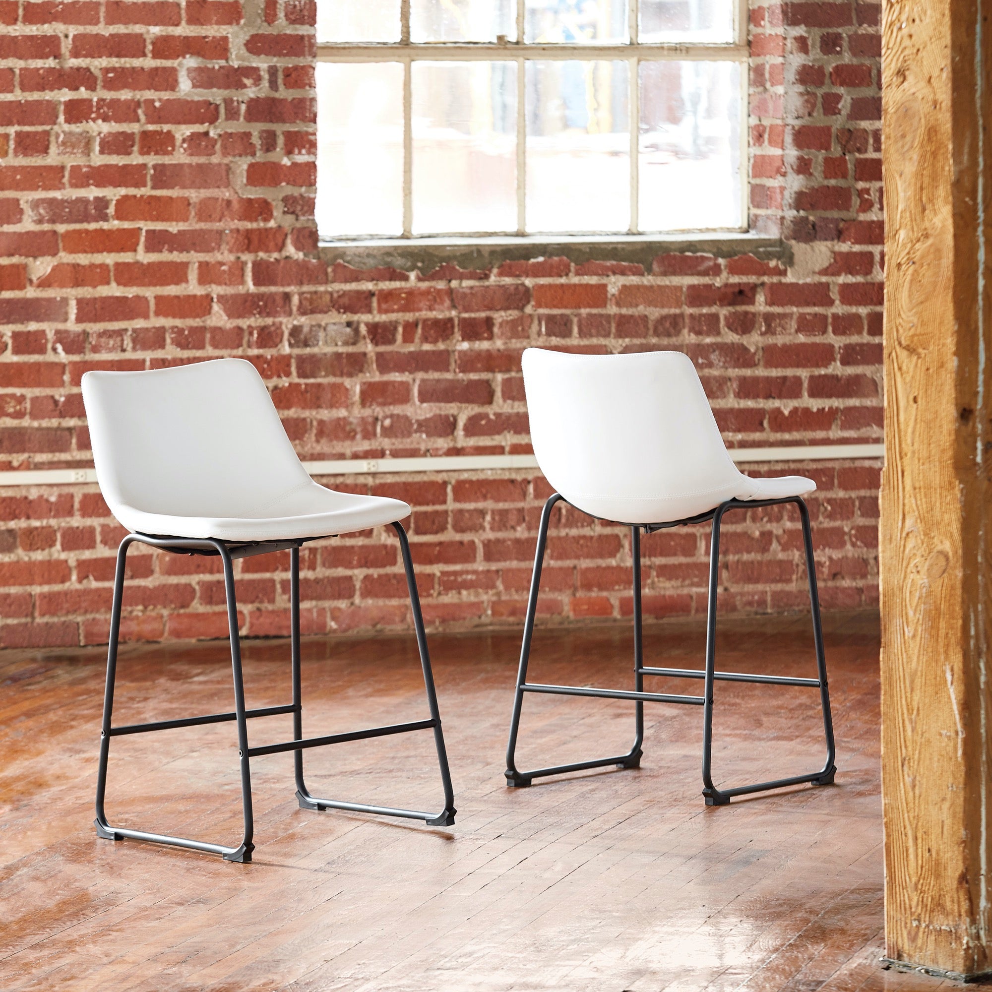 White Upholstered Barstool (Set of 2) - Adams Furniture