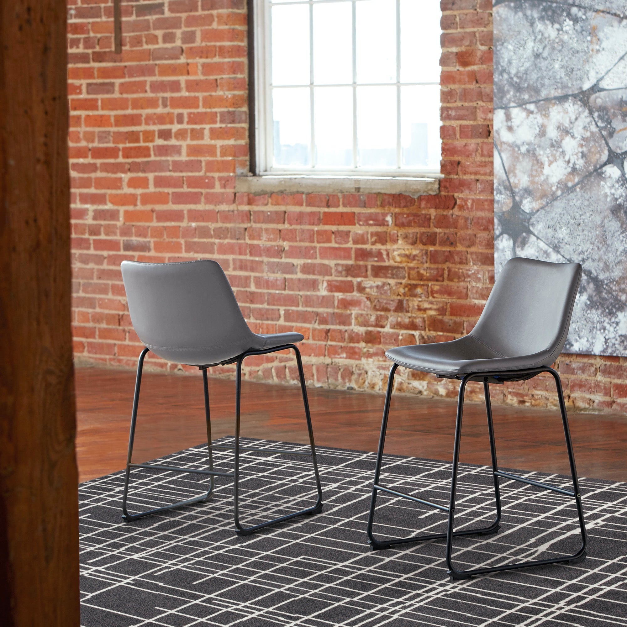 Grey Upholstered Barstool (Set of 2) - Adams Furniture