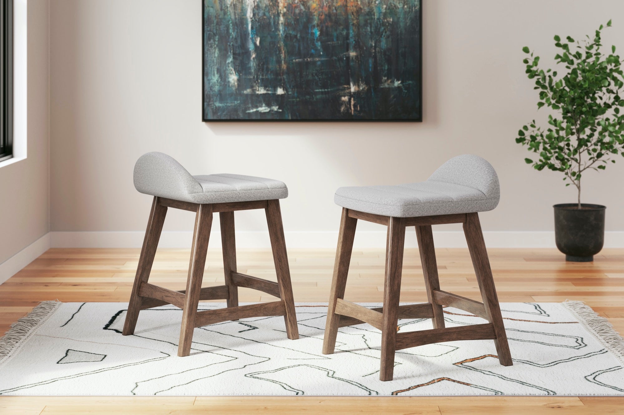 Lyncott Grey Counter Height Bar Stool (Set of 2) - Adams Furniture