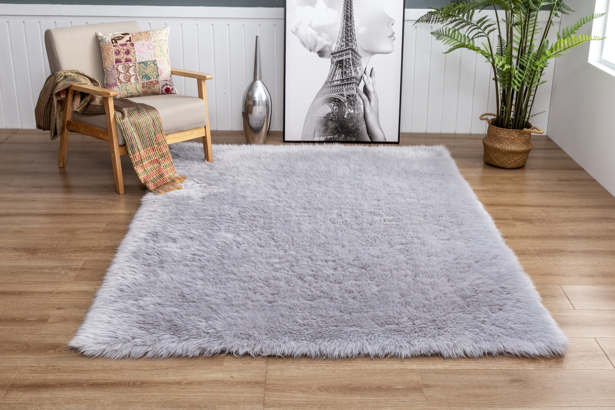 Flokati Shag Grey 5x7 Area Rug - Adams Furniture