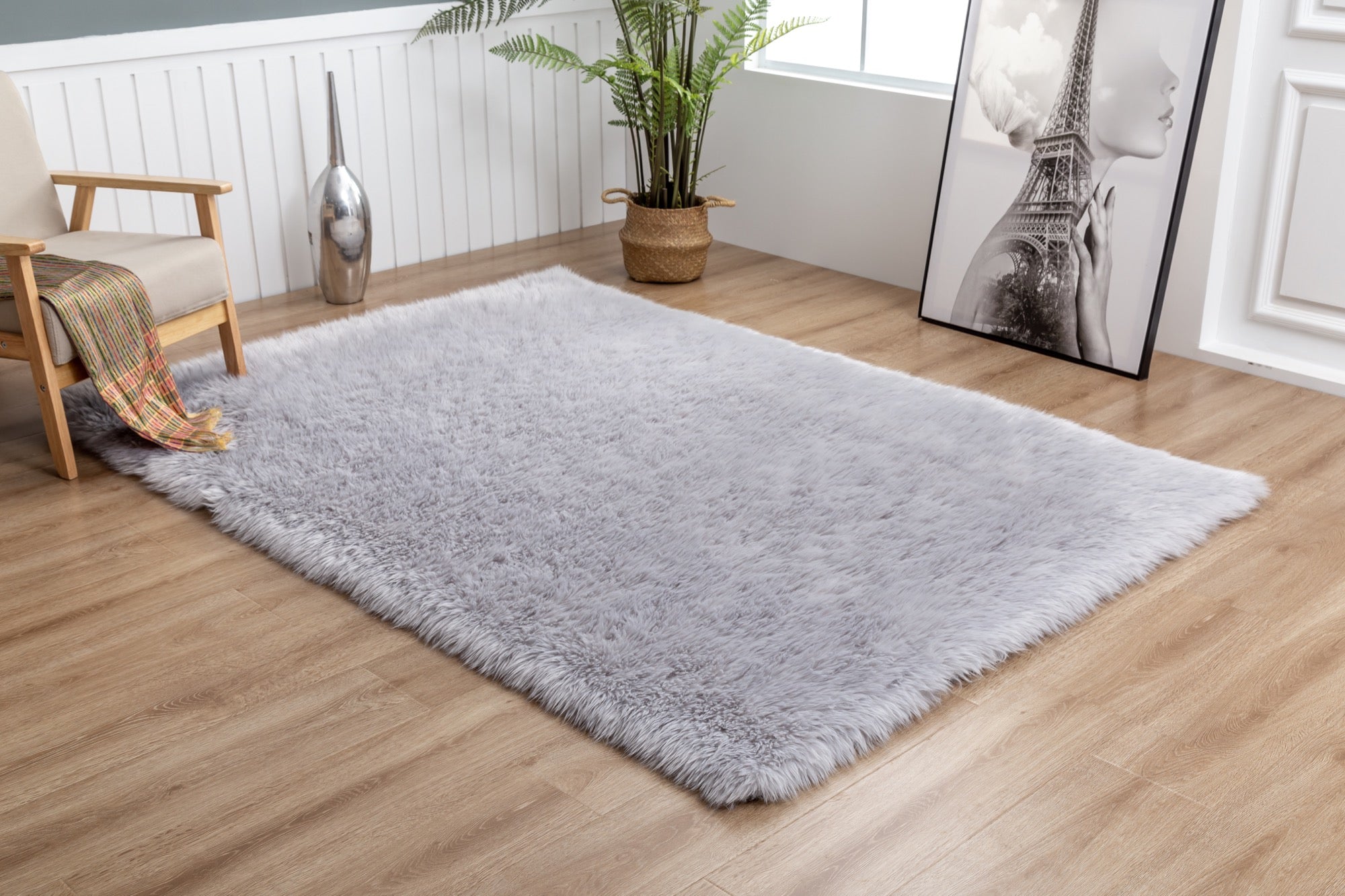 Flokati Shag Grey 5x7 Area Rug - Adams Furniture