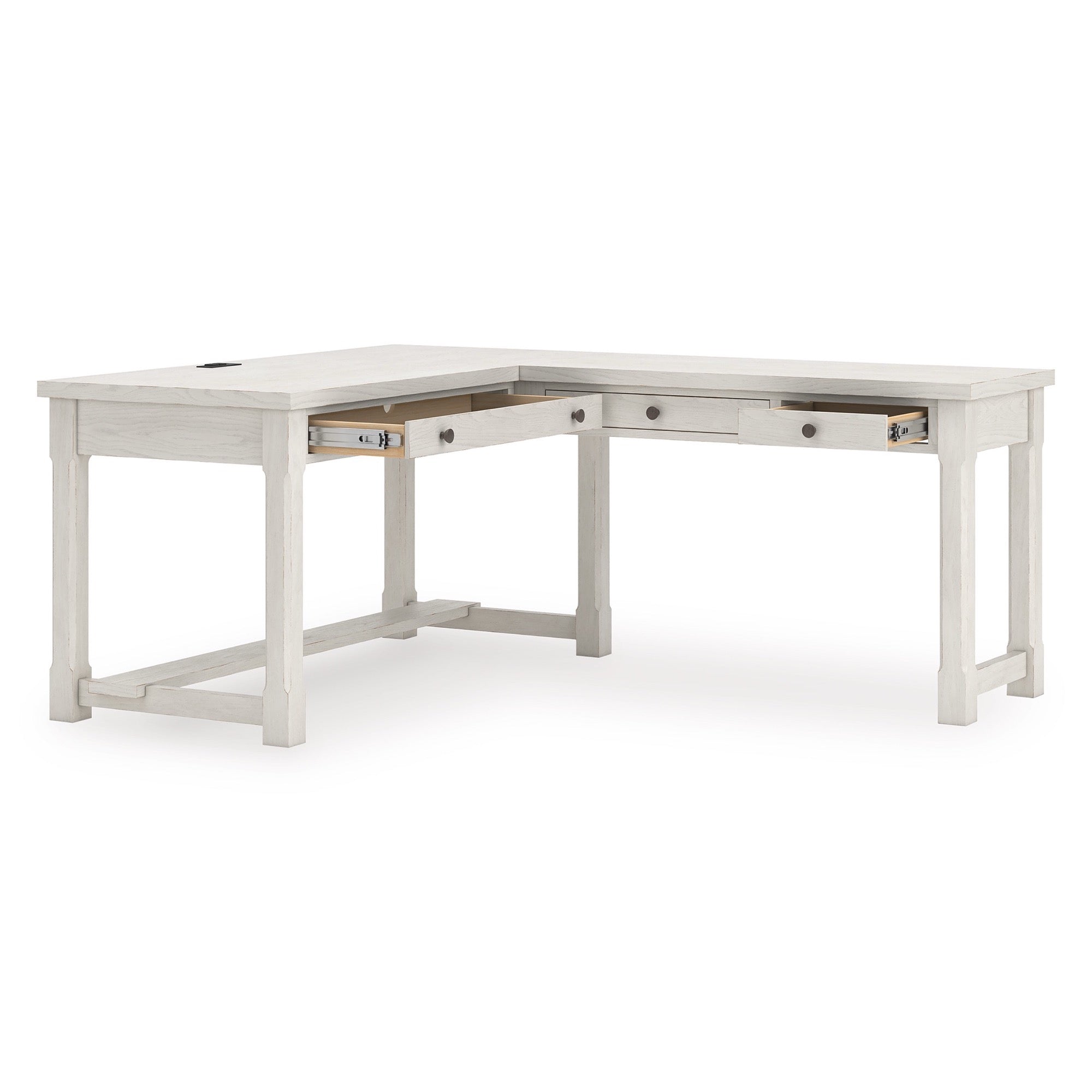 Antique White L-Shaped Home Office Desk - Adams Furniture