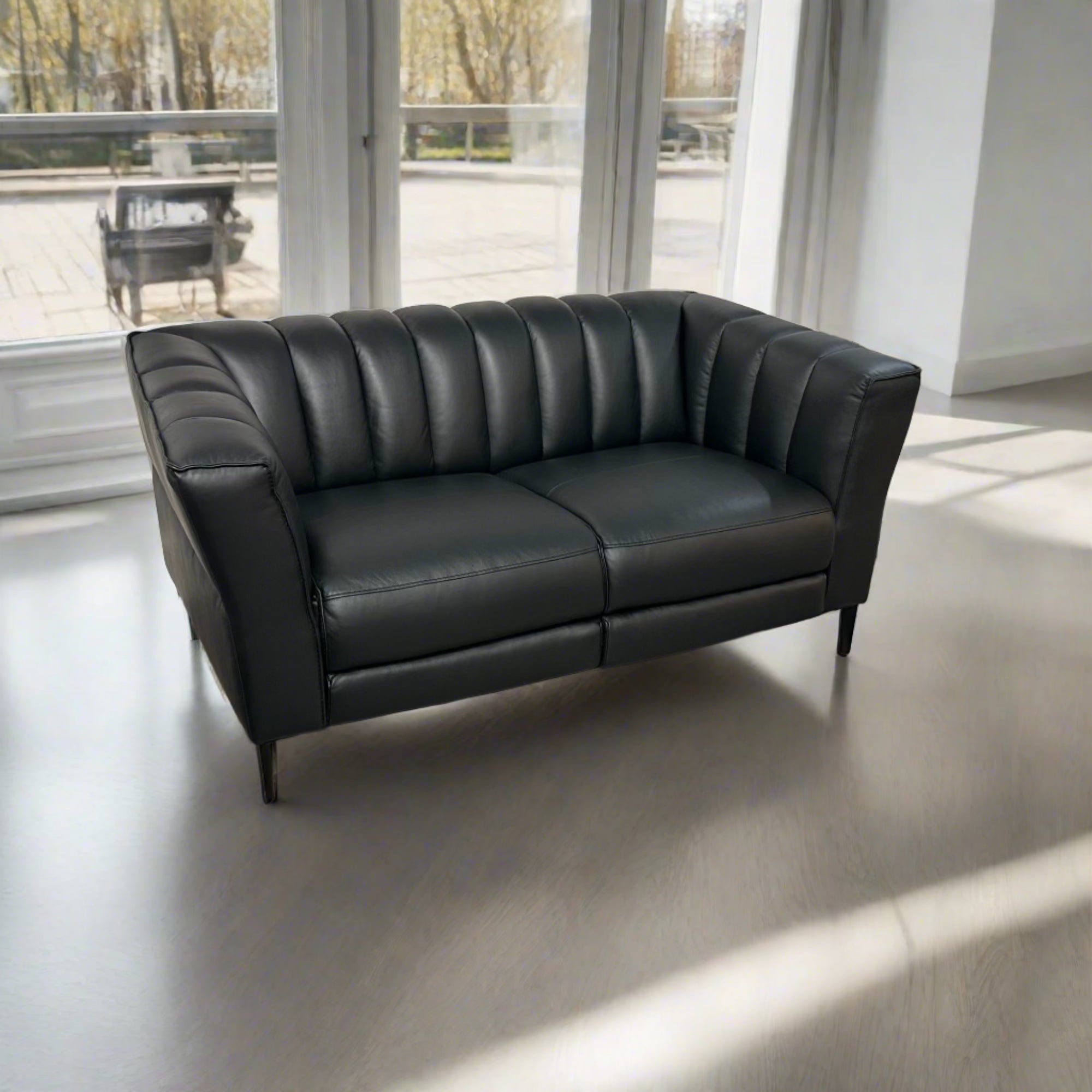Atollo Black Power Reclining Loveseat - Adams Furniture