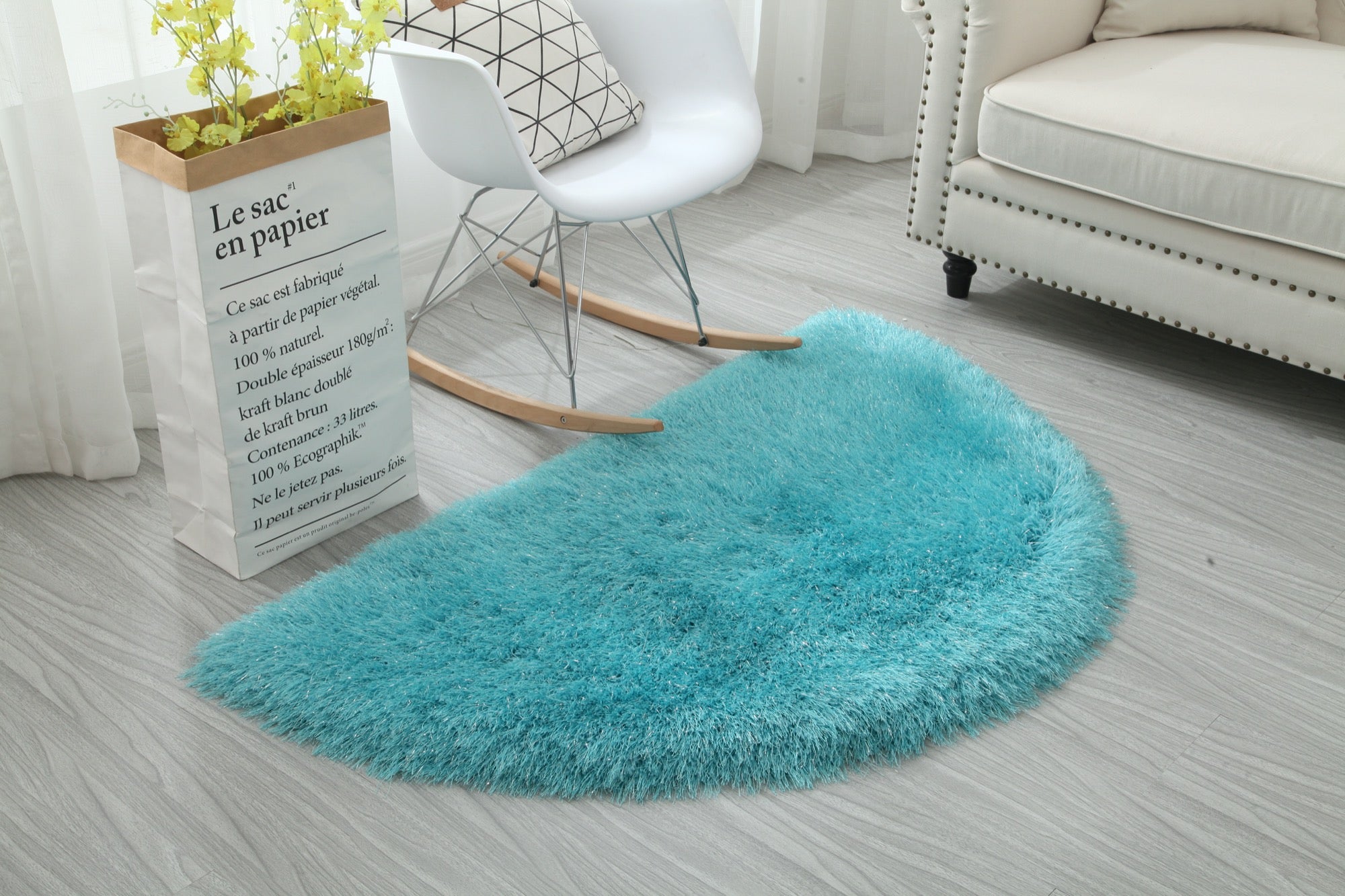 Manhattan Turquoise Half Moon Area Rug