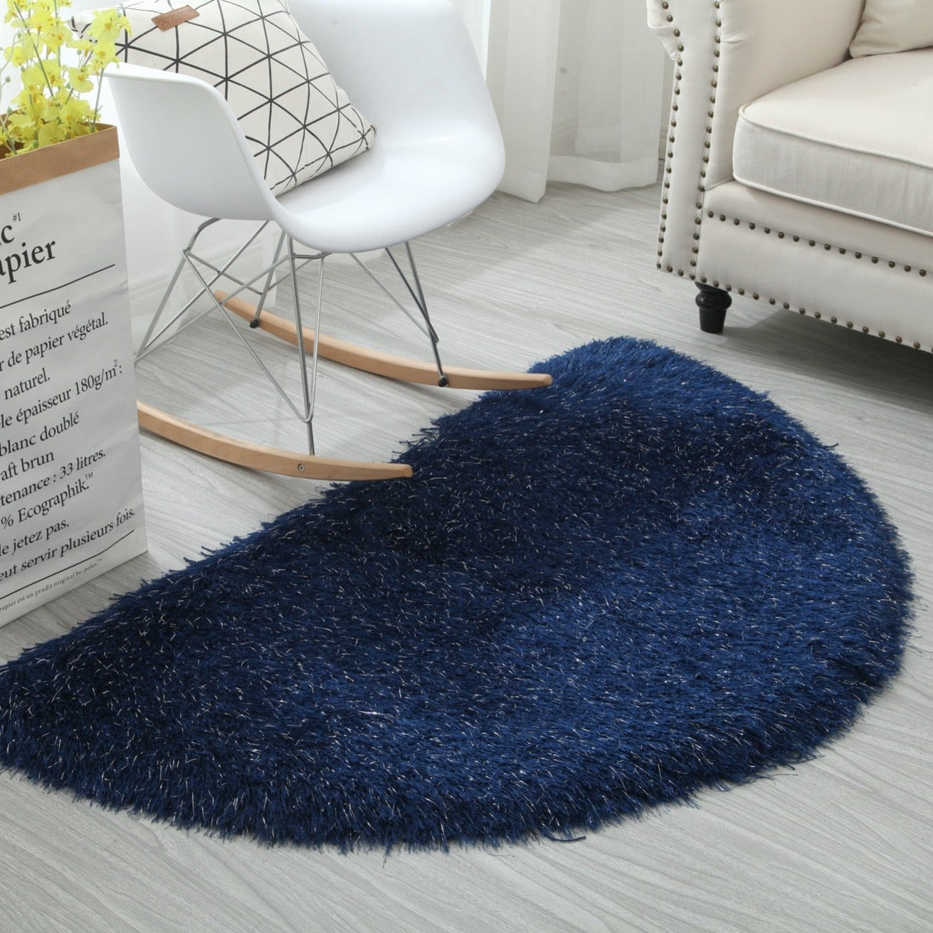 Manhattan Navy Half Moon Area Rug