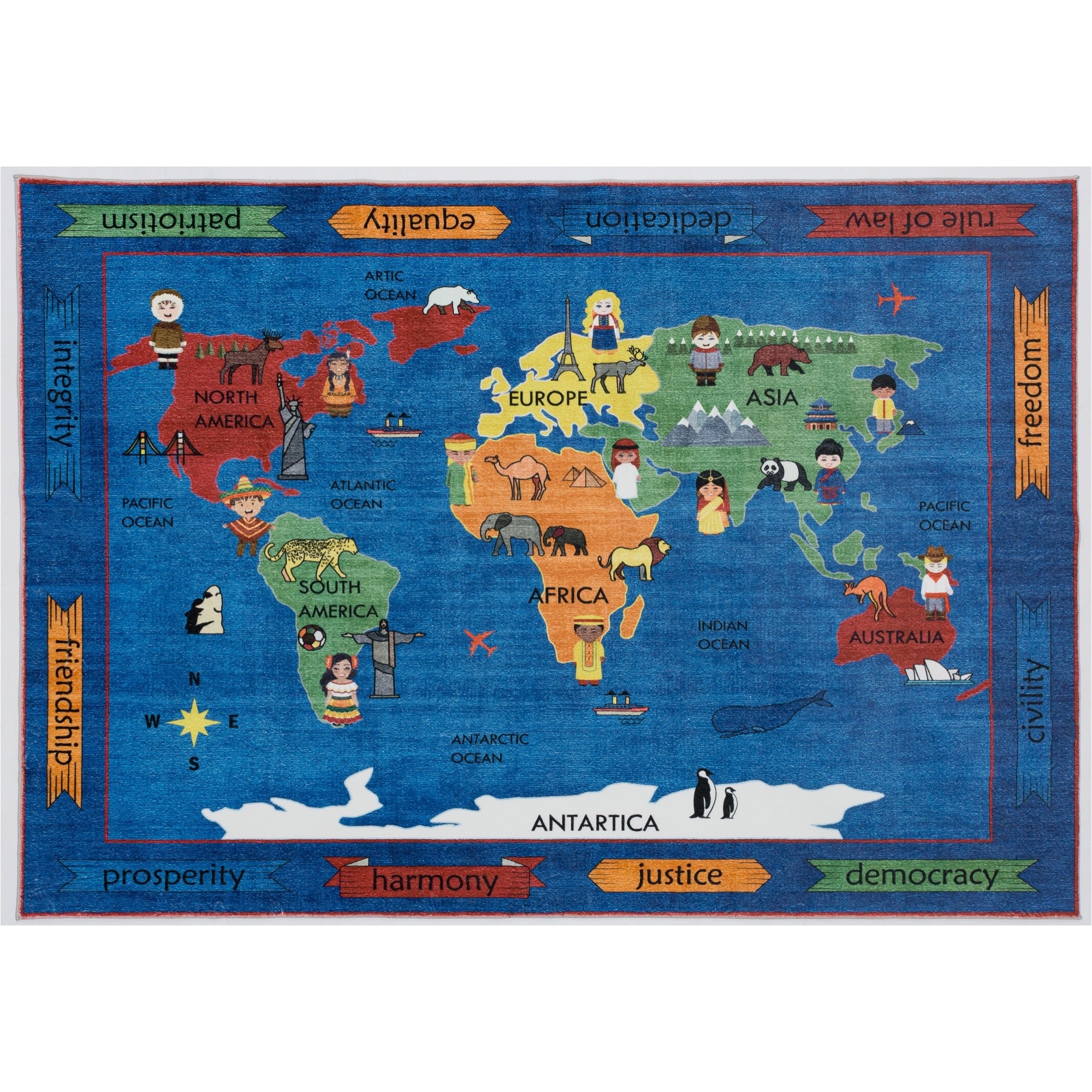 Kids Map 5x7 Area Rug