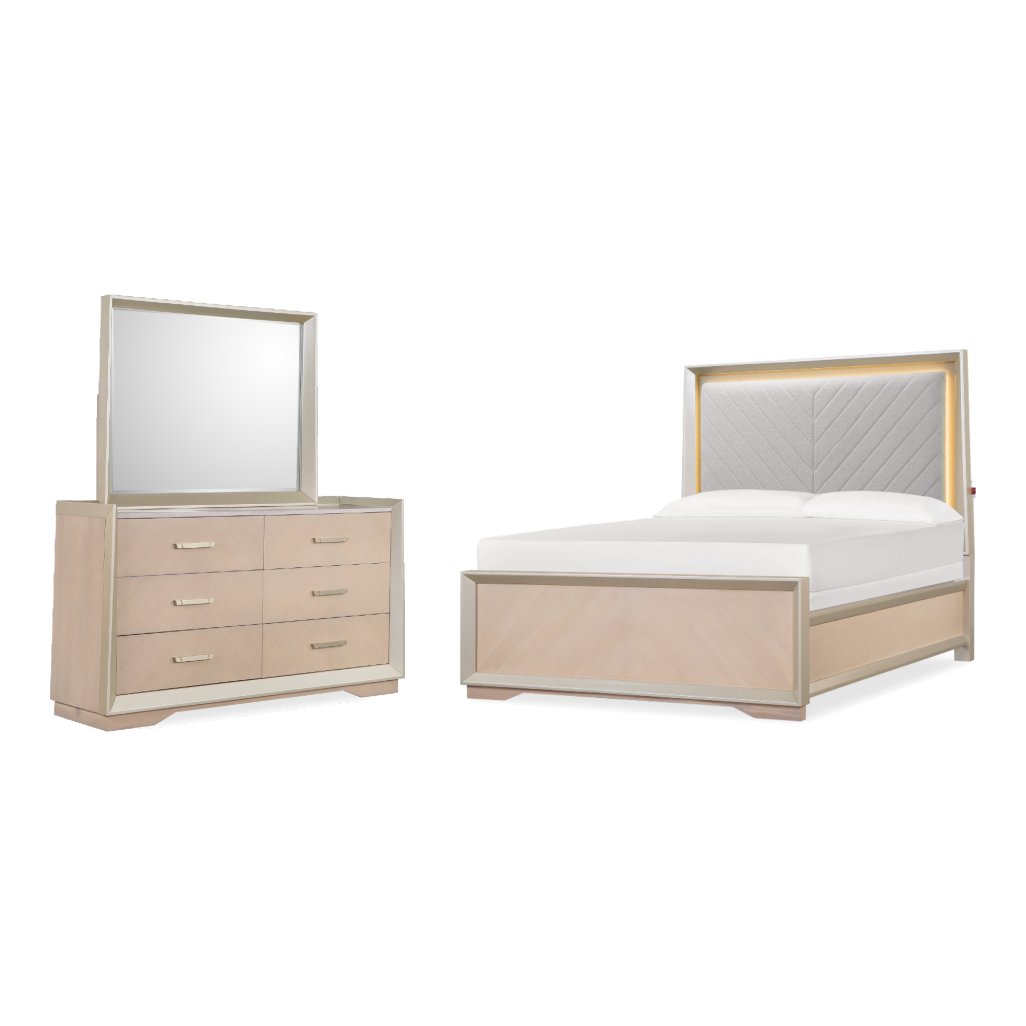 Camila 3 Piece Queen Bedroom Set with LED Lights - Adams Furniture
