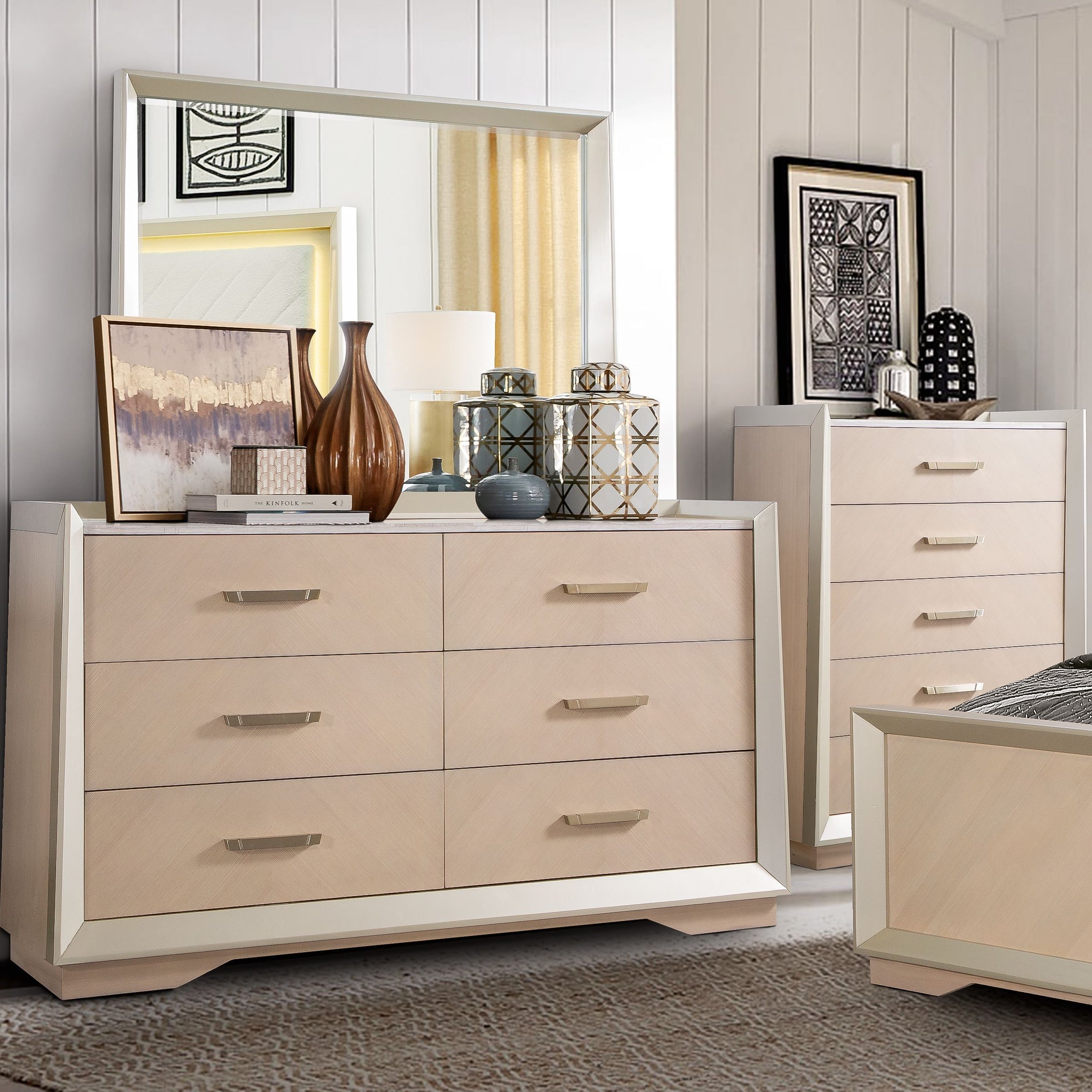 Camila Marble Top Dresser & Mirror