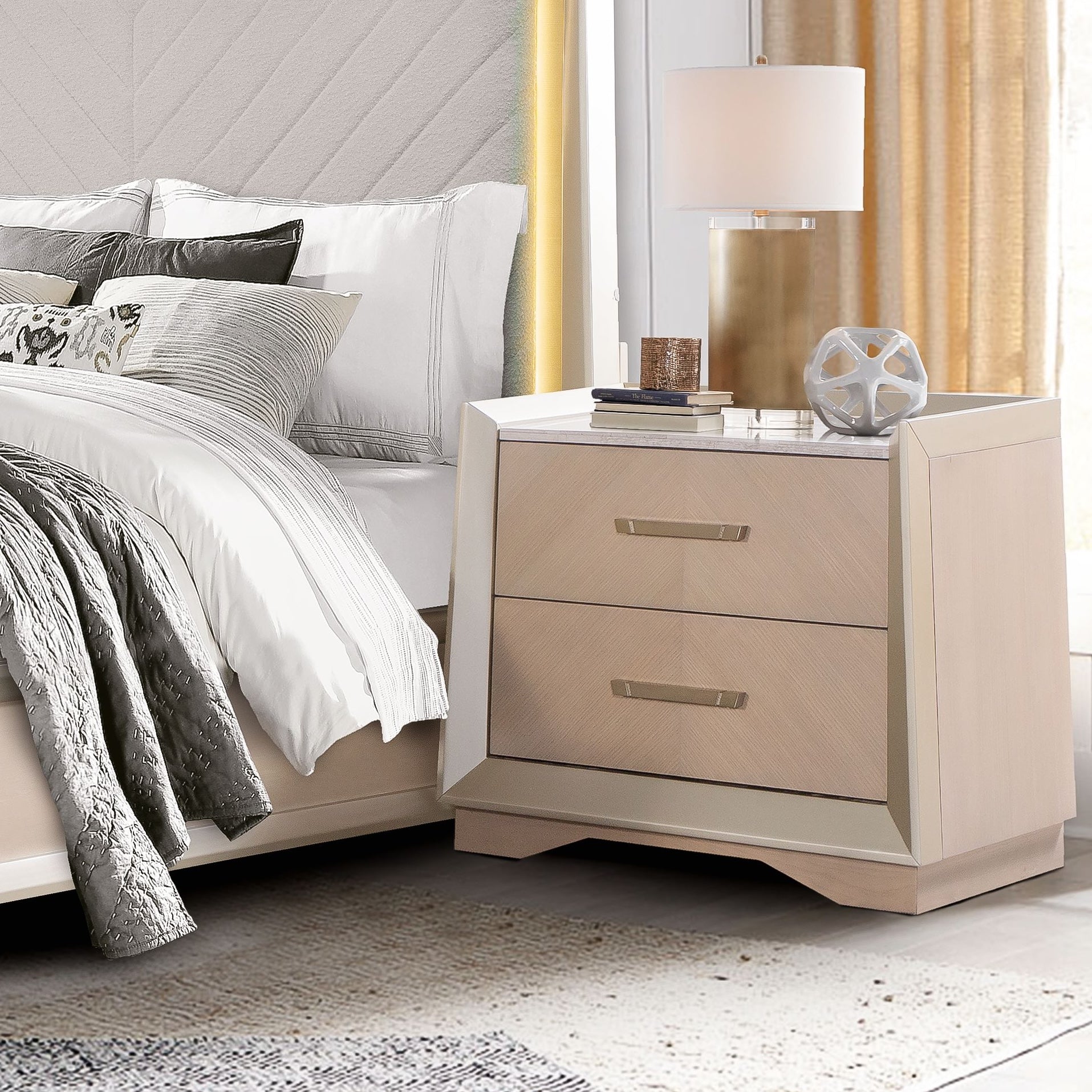 Camila Marble Top Nightstand - Adams Furniture
