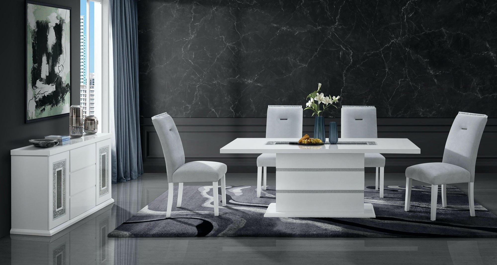 Lily White Buffet - Adams Furniture