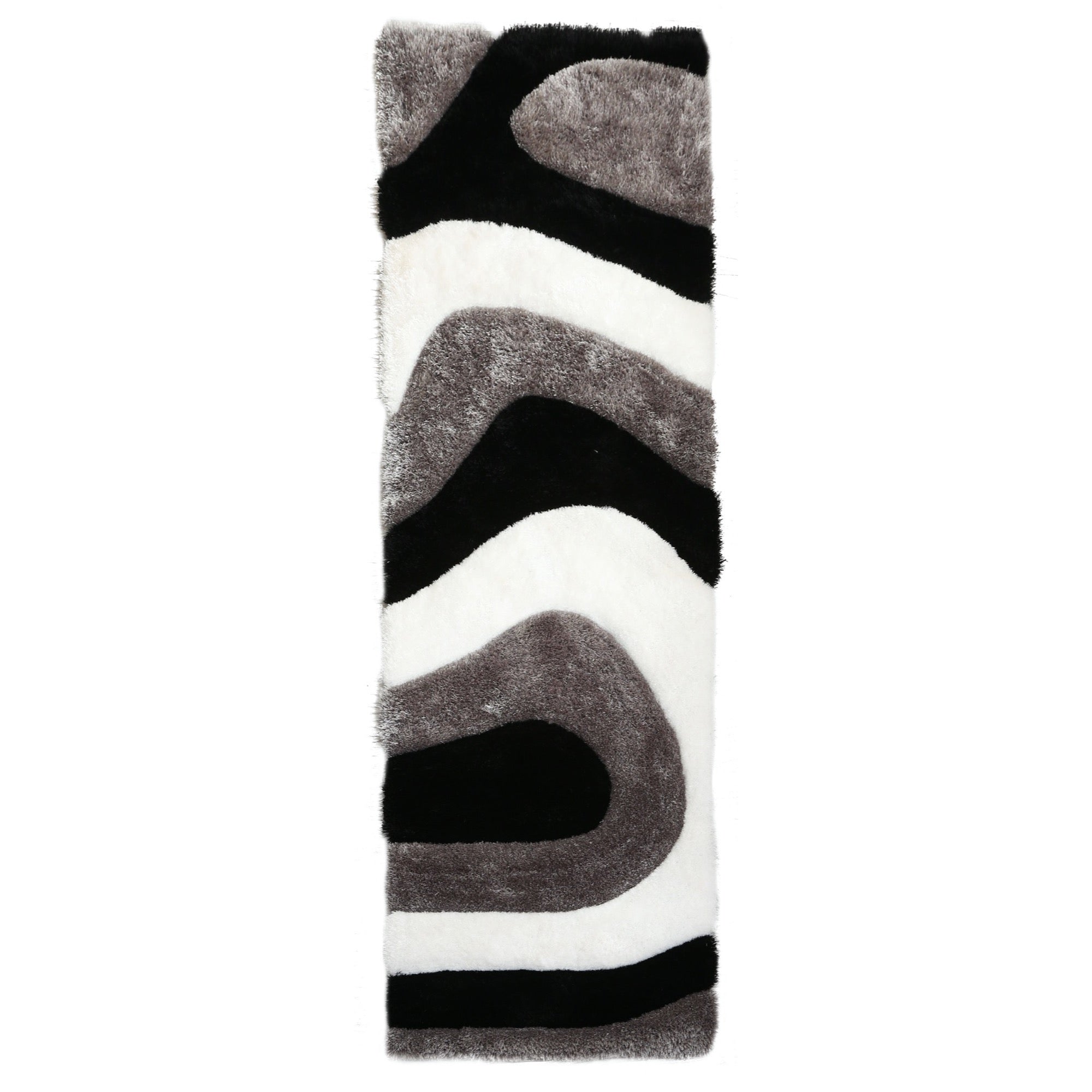 Mateos Shag Black/Grey/White Runner - Adams Furniture