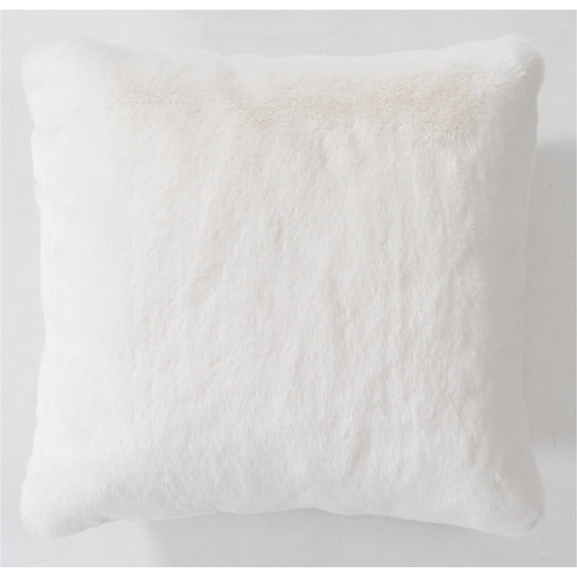 Faux Rabbit Fur White Pillow - Adams Furniture