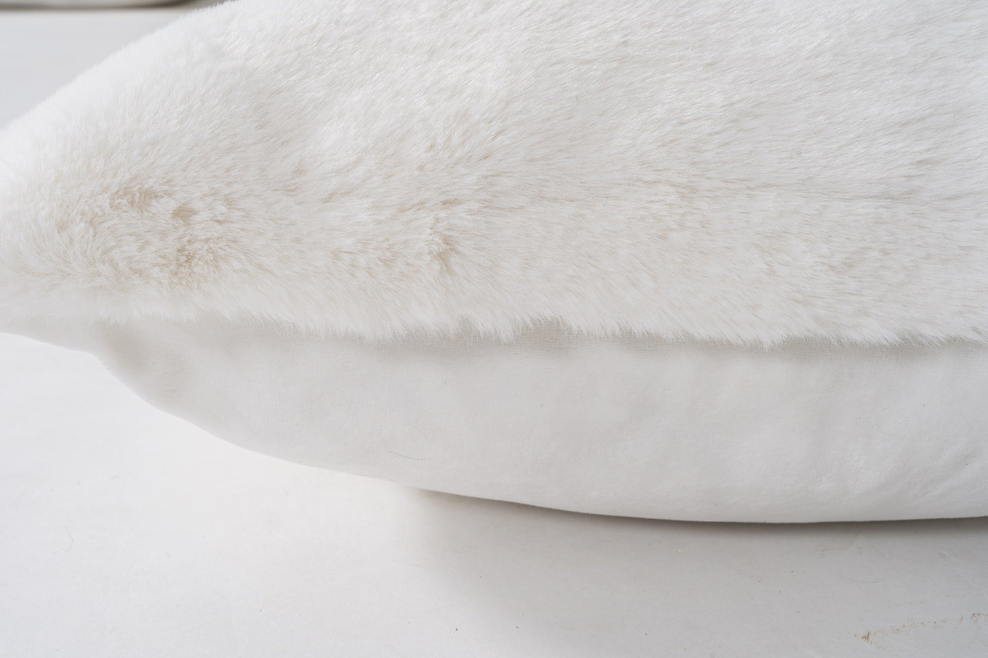 Faux Rabbit Fur White Pillow - Adams Furniture