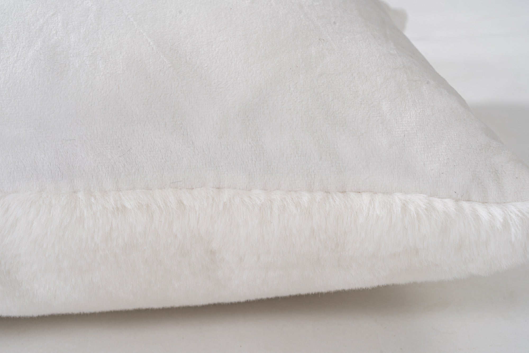 Faux Rabbit Fur White Pillow - Adams Furniture