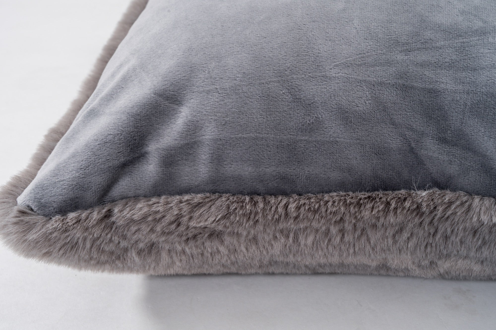 Faux Rabbit Fur Grey Pillow