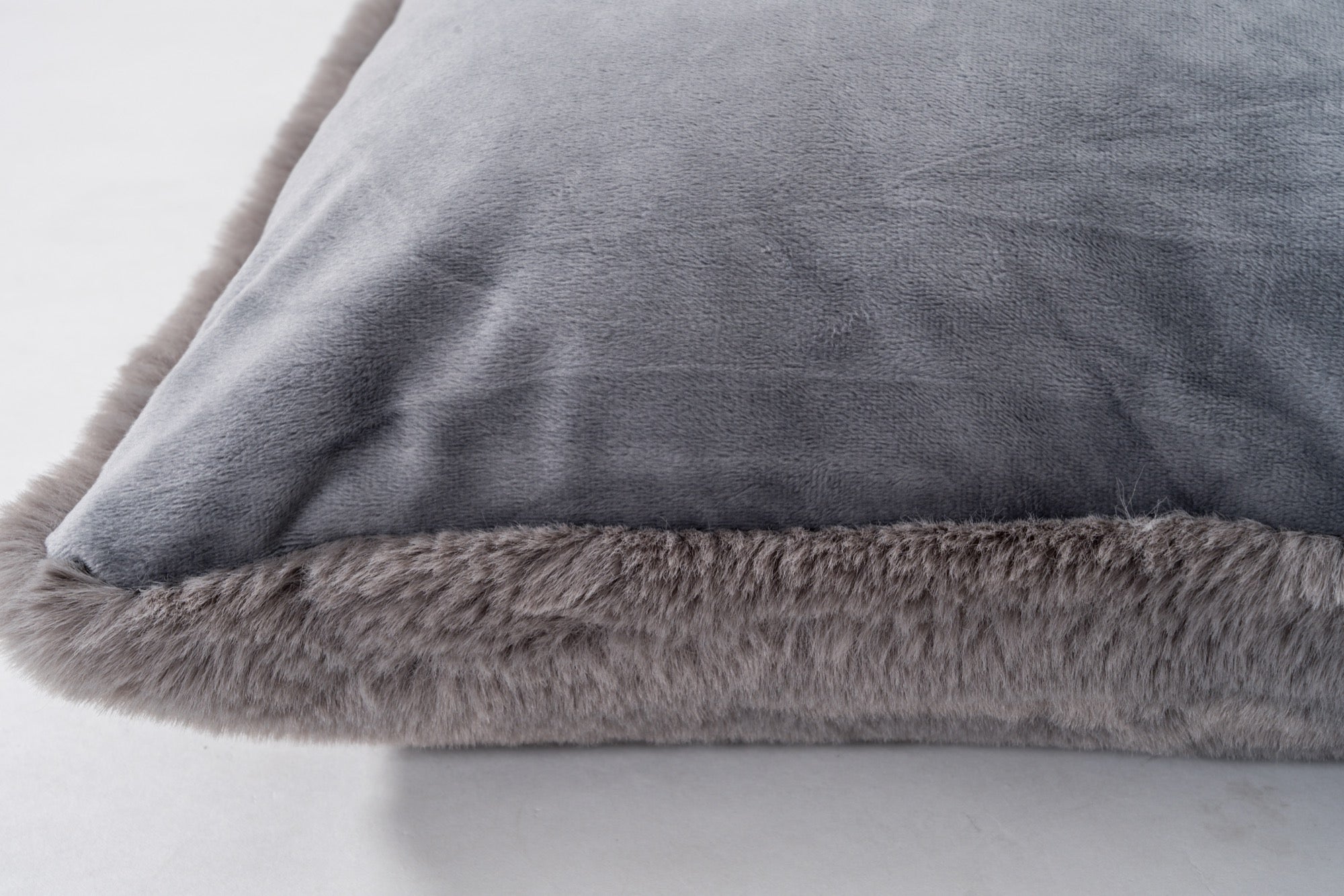 Faux Rabbit Fur Grey Pillow - Adams Furniture