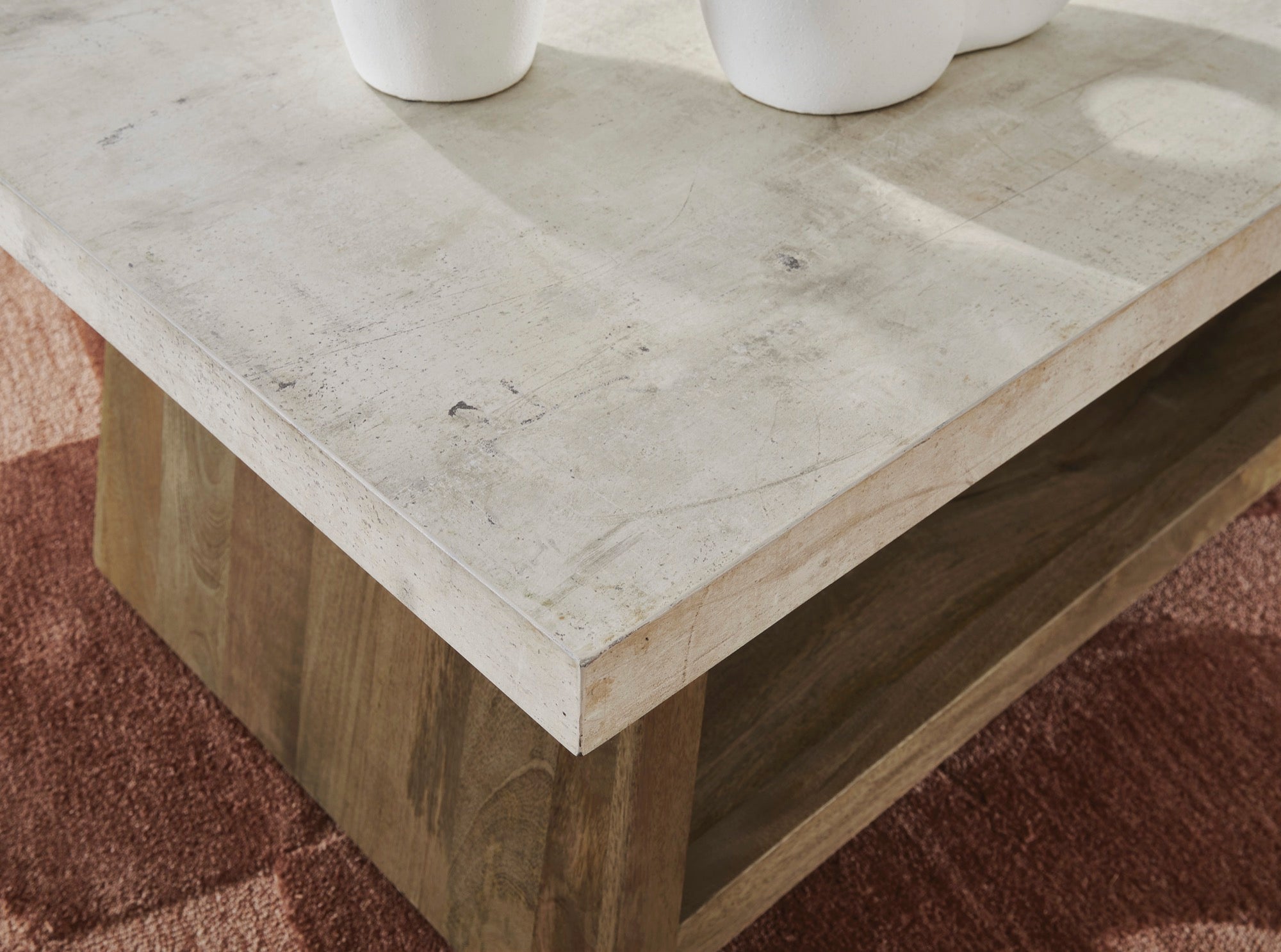 Light Brown Rectangular Coffee Table with Casters - Adams Furniture