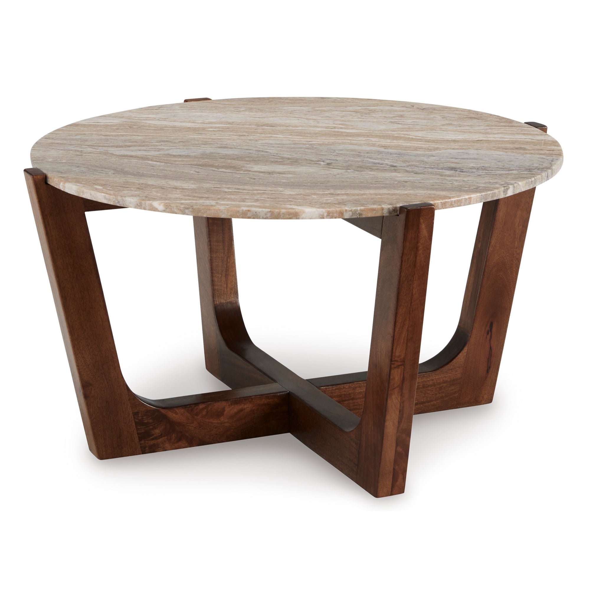 Warm Brown Round Coffee Table - Adams Furniture