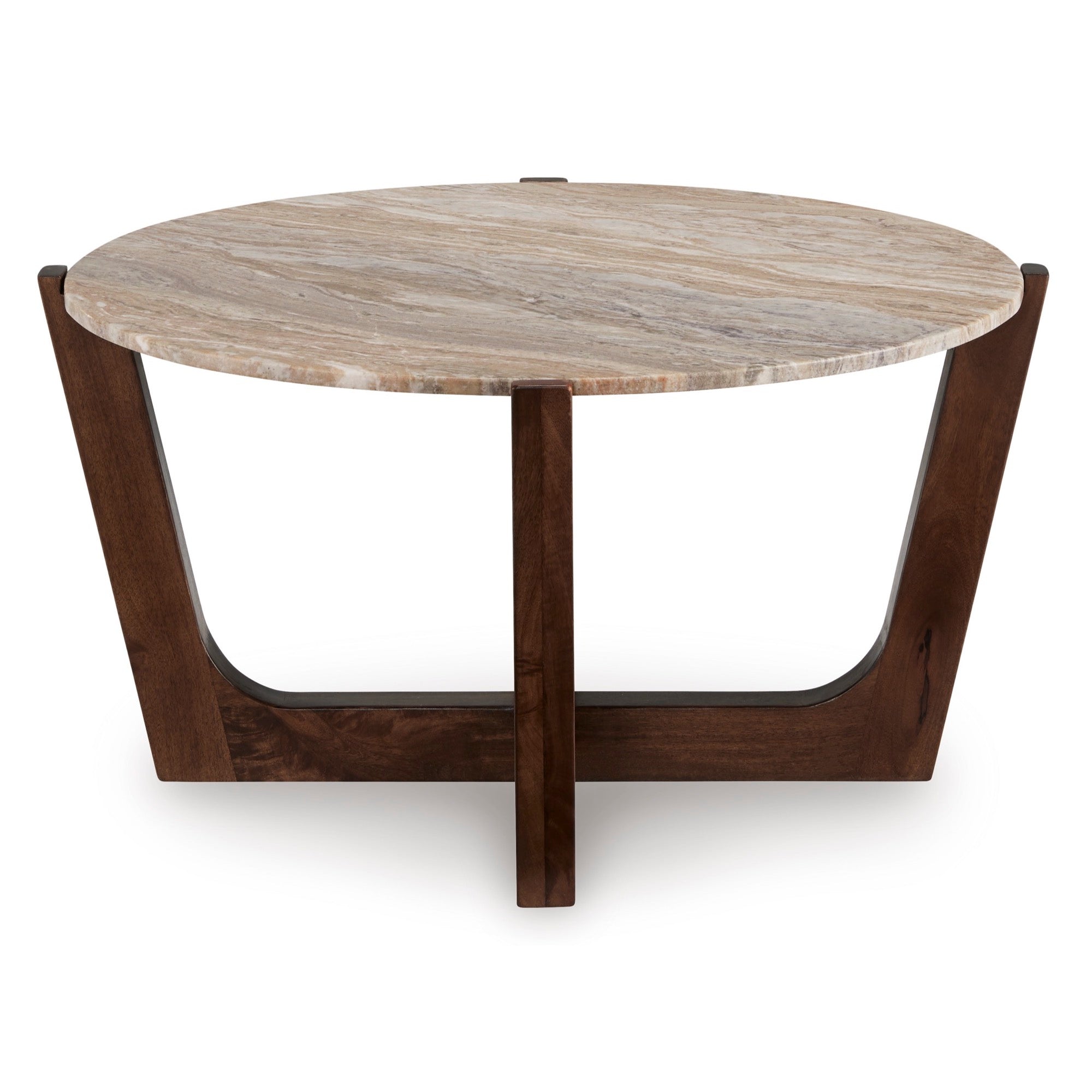 Warm Brown Round Coffee Table - Adams Furniture