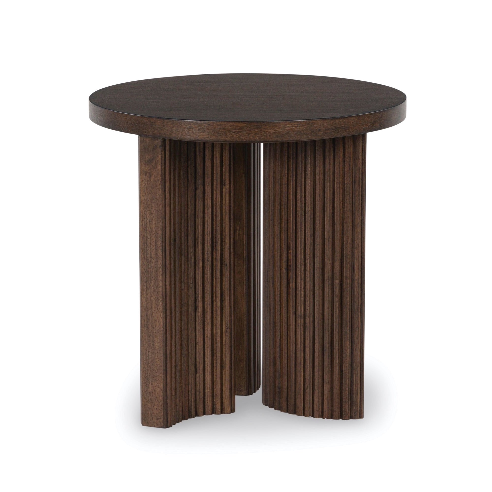 Warm Brown Round End Table - Adams Furniture