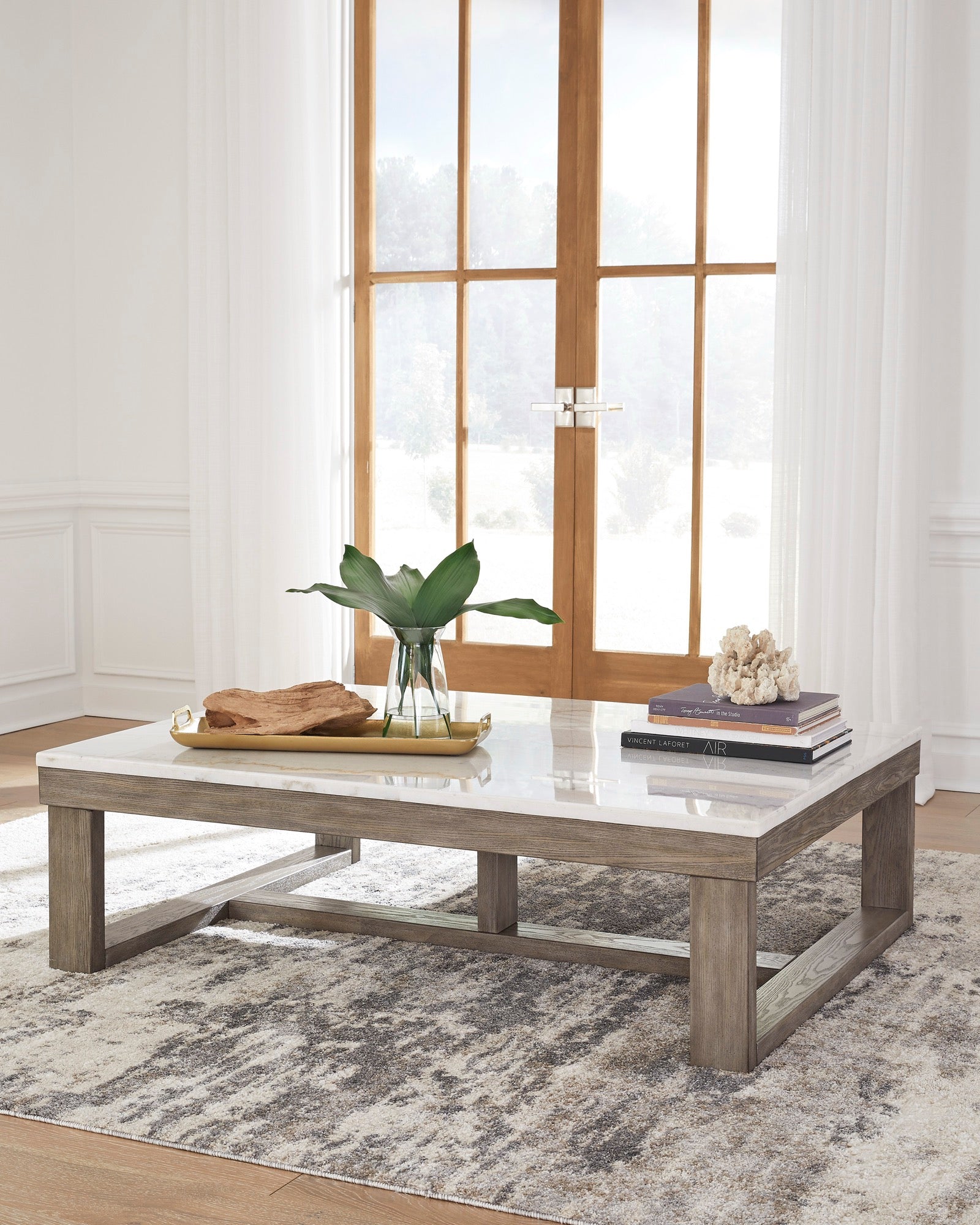 Marble Top Rectangular Coffee Table - Adams Furniture