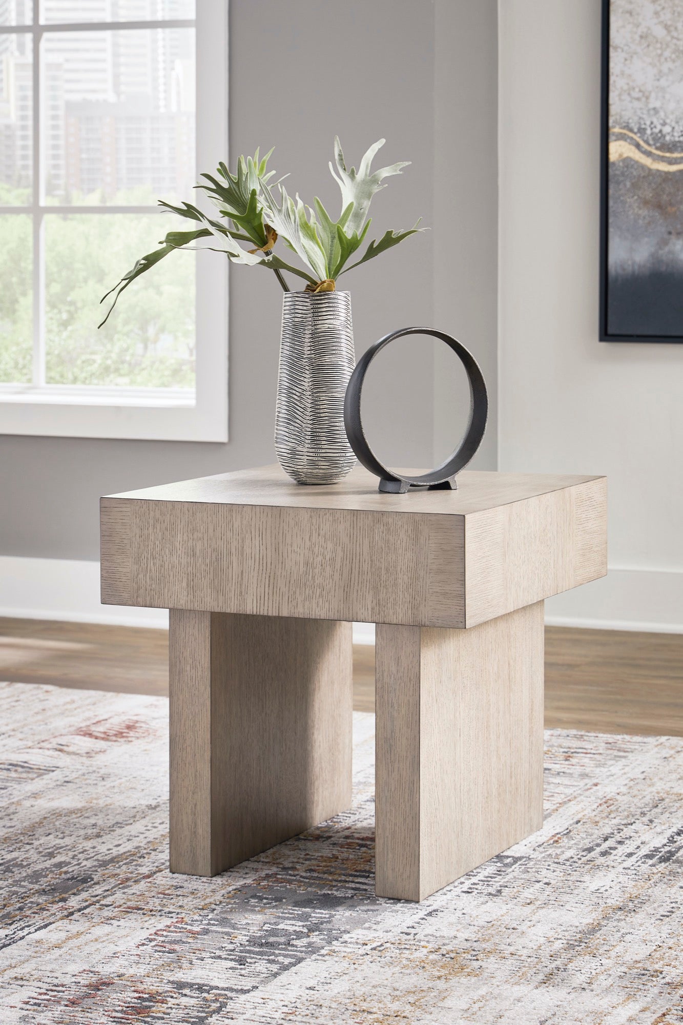 Wire-brushed Square End Table - Adams Furniture