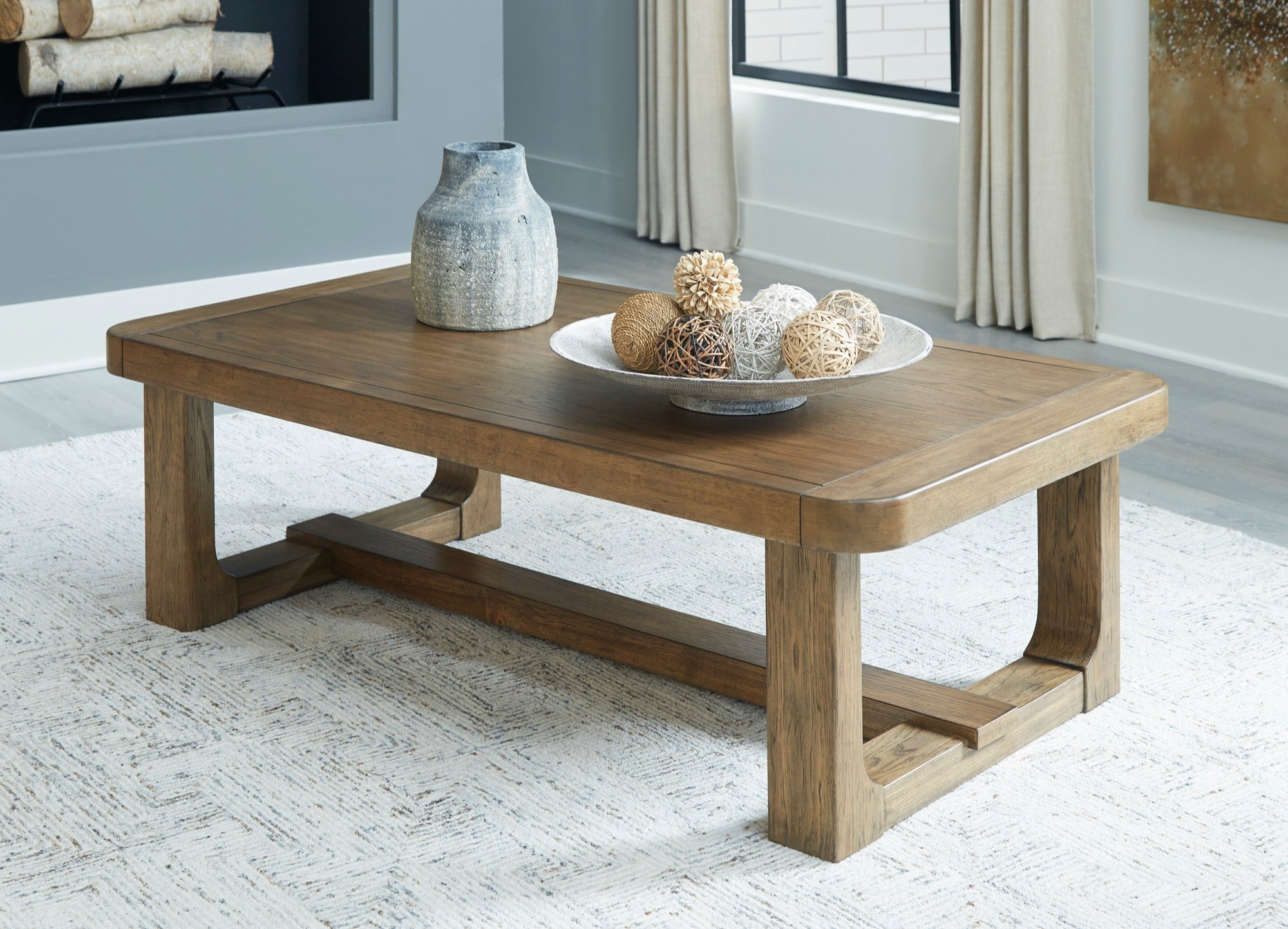 Light Brown Rectangular Cocktail Table - Adams Furniture