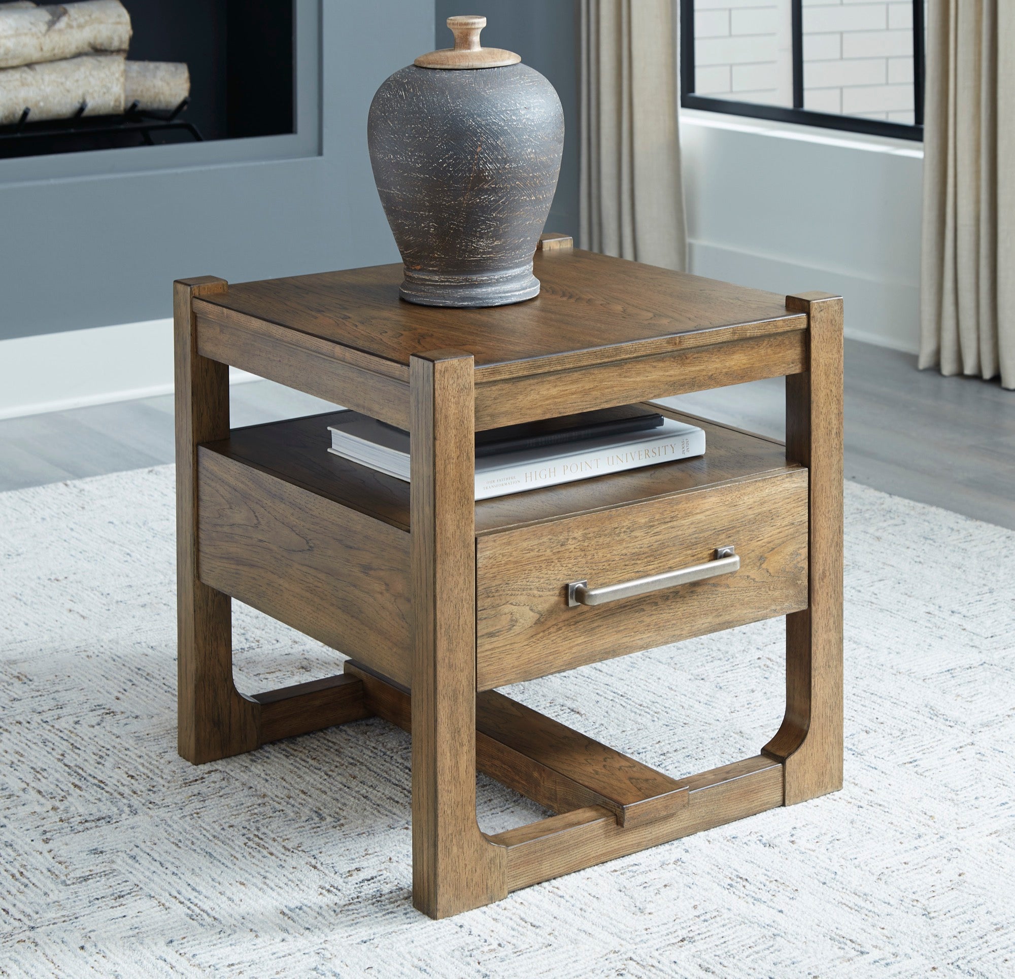 Light Brown Square End Table - Adams Furniture
