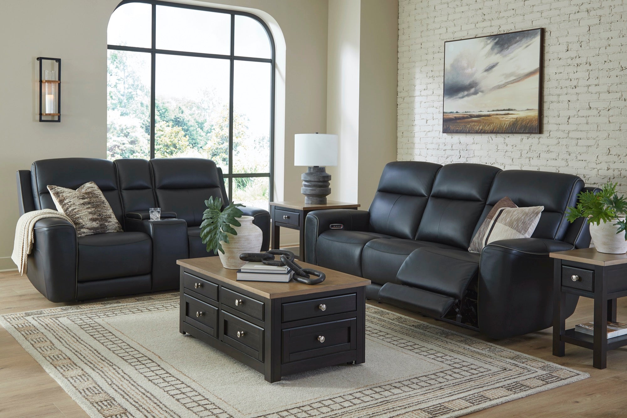 Maverick Onyx Power Reclining Living Room Set with Adjustable Headrest, Massage & Heated Seats - Adams Furniture