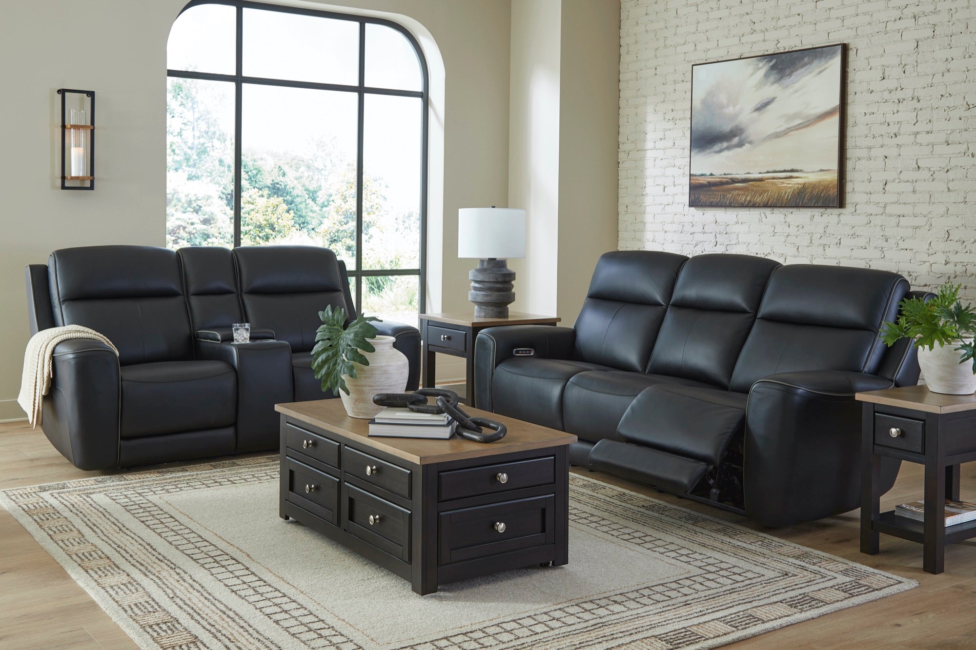 Maverick Onyx Power Reclining Living Room Set with Adjustable Headrest, Massage & Heated Seats - Adams Furniture