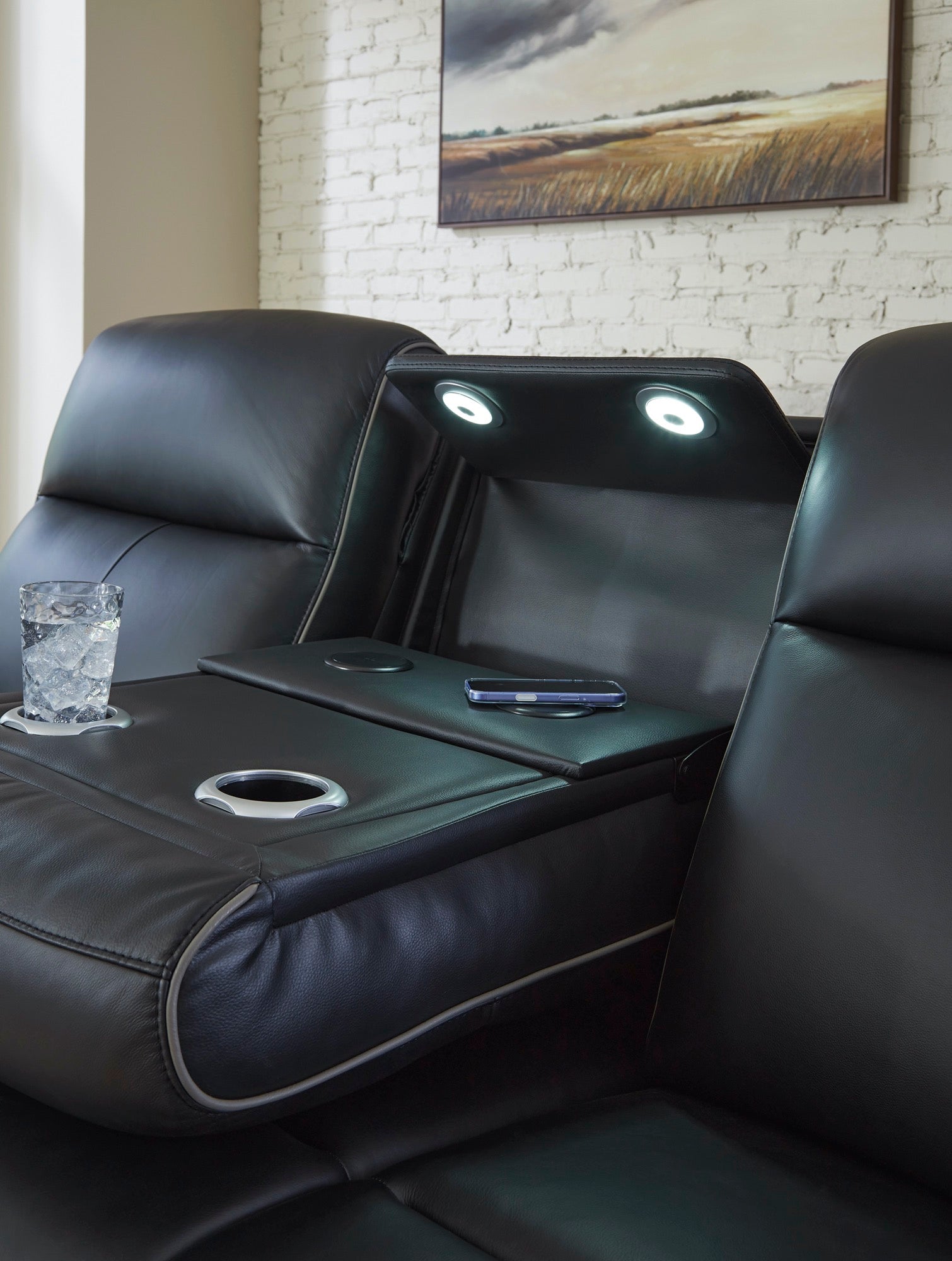 Maverick Onyx Power Reclining Sofa with Adjustable Headrest, Massage & Heated Seats