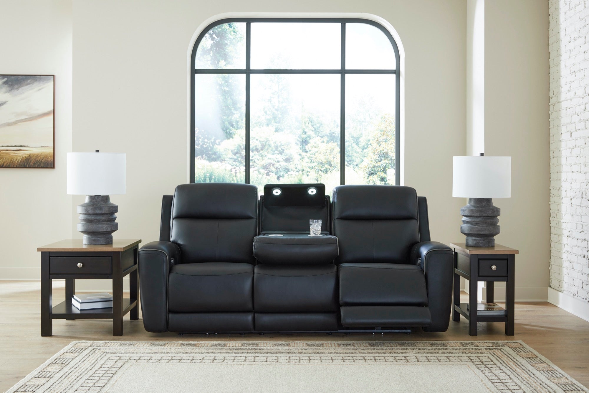 Maverick Onyx Power Reclining Sofa with Adjustable Headrest, Massage & Heated Seats - Adams Furniture