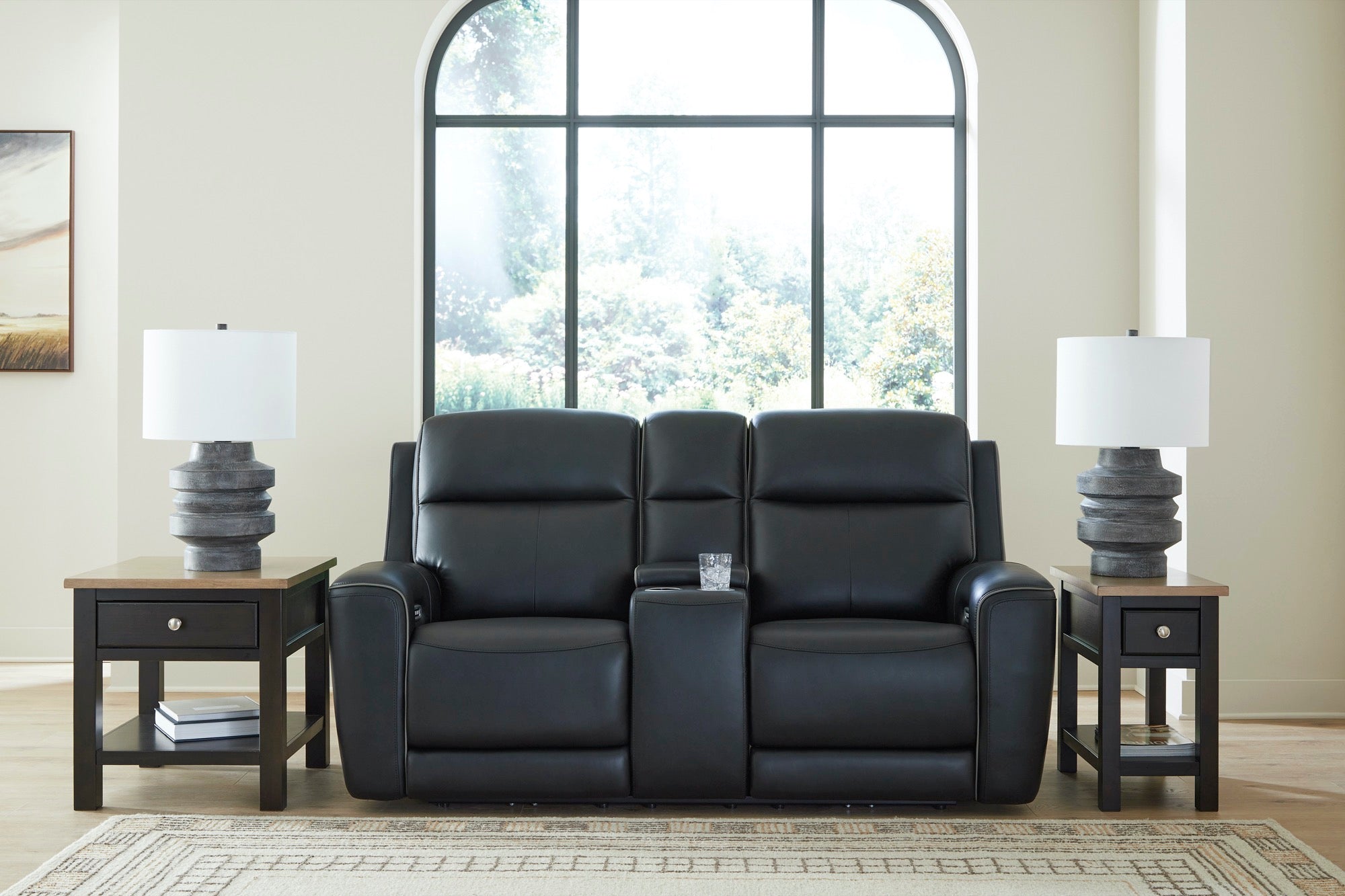 Maverick Onyx Power Reclining Loveseat with Adjustable Headrest, Massage & Heated Seats